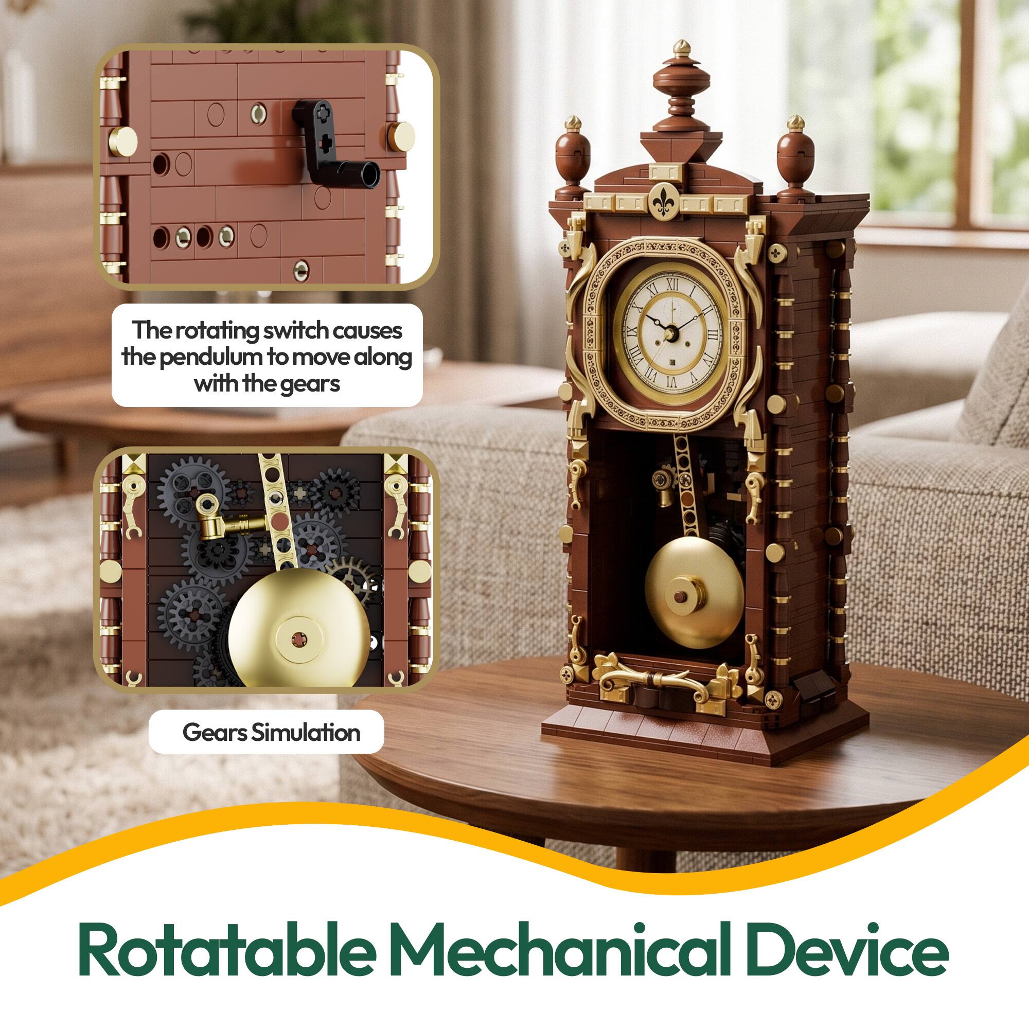 The rotating switch causes the pendulum to move along with the gears

Gears Simulation

Rotatable Mechanical Device