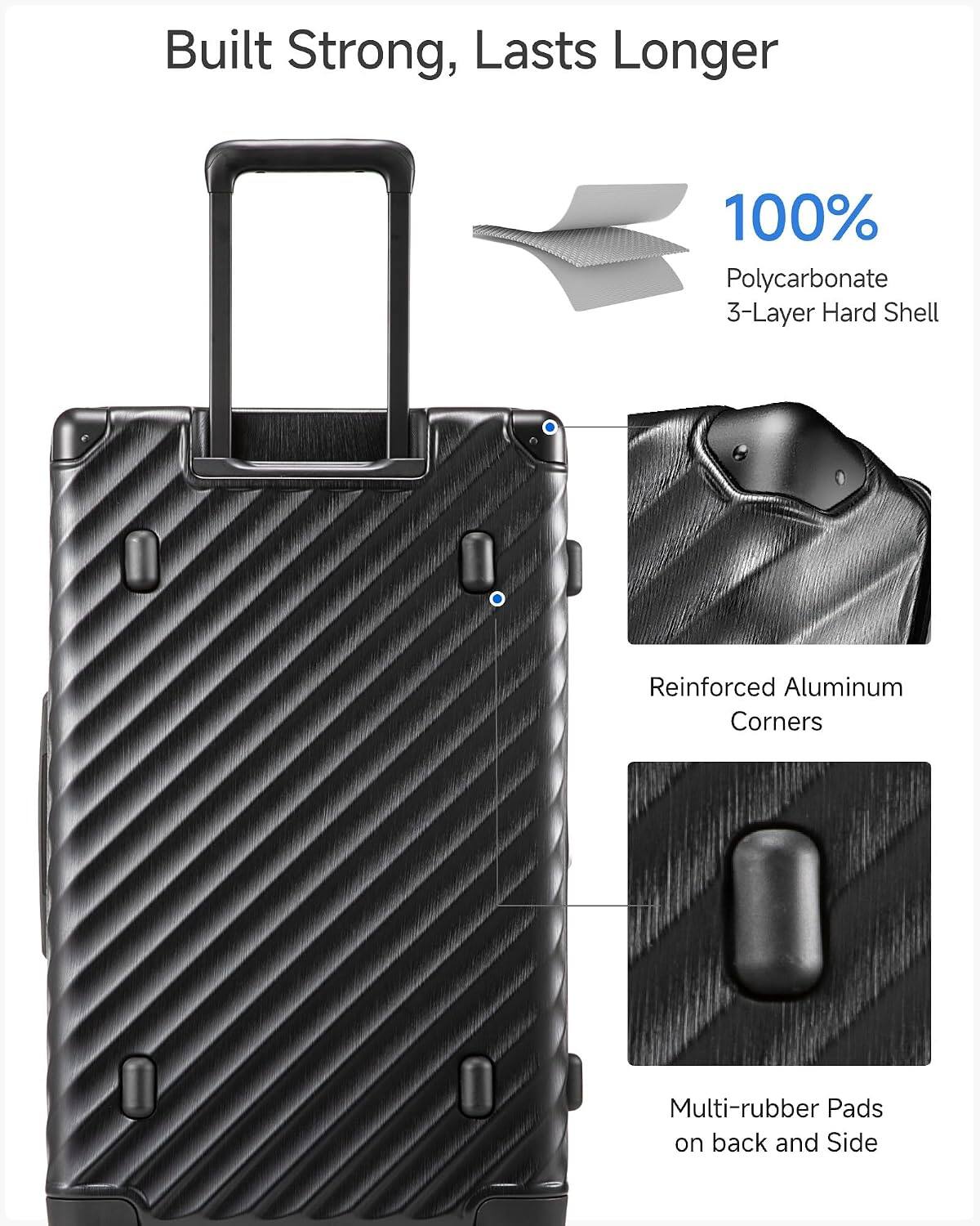 Built Strong, Lasts Longer

100% Polycarbonate 3-Layer Hard Shell

Reinforced Aluminum Corners

Multi-rubber Pads on back and Side