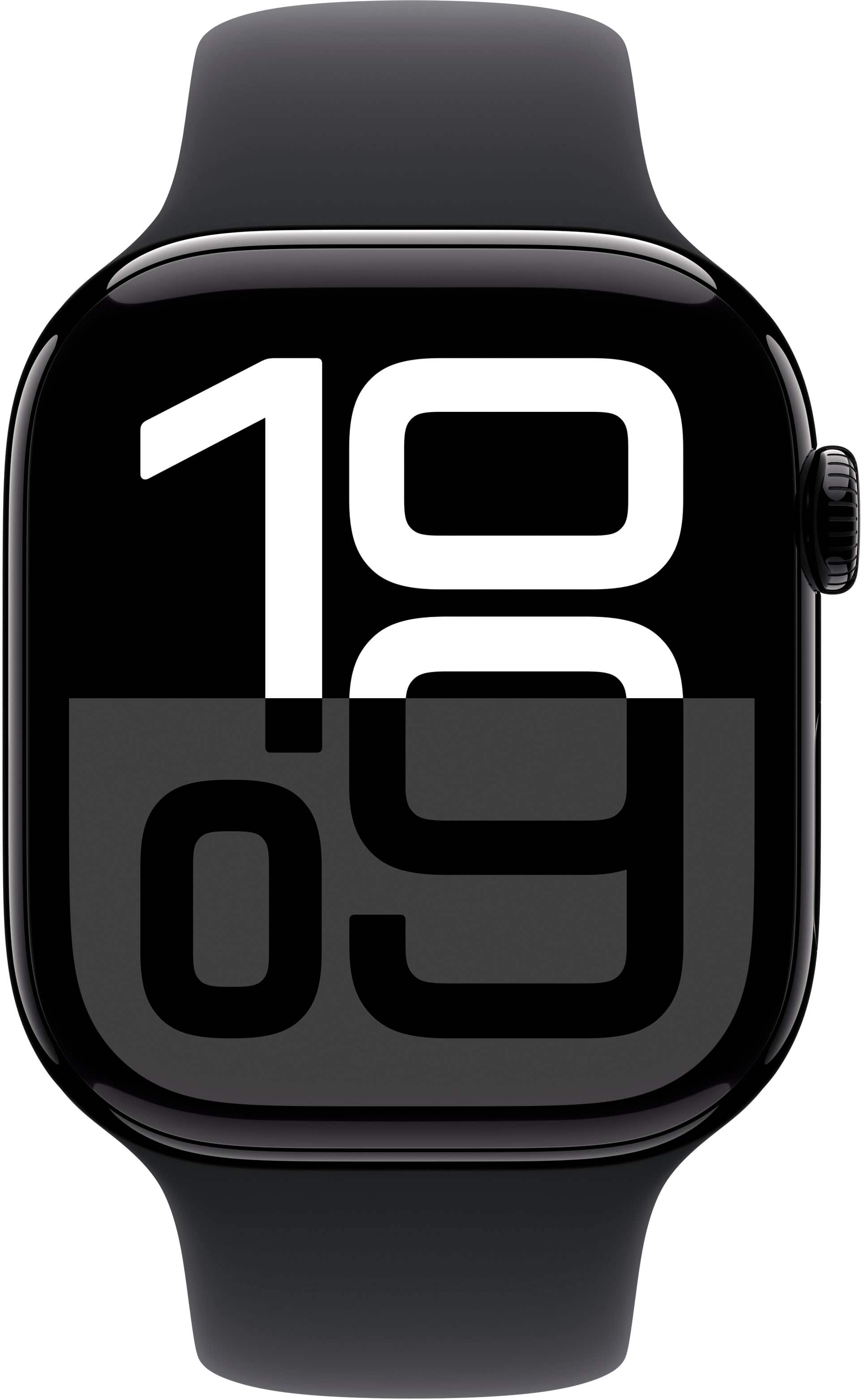 Alt View 11. Apple - Apple Watch Series 10 (GPS+Cellular) 46mm Aluminum Case with Black Sport Band - S/M - Jet Black.