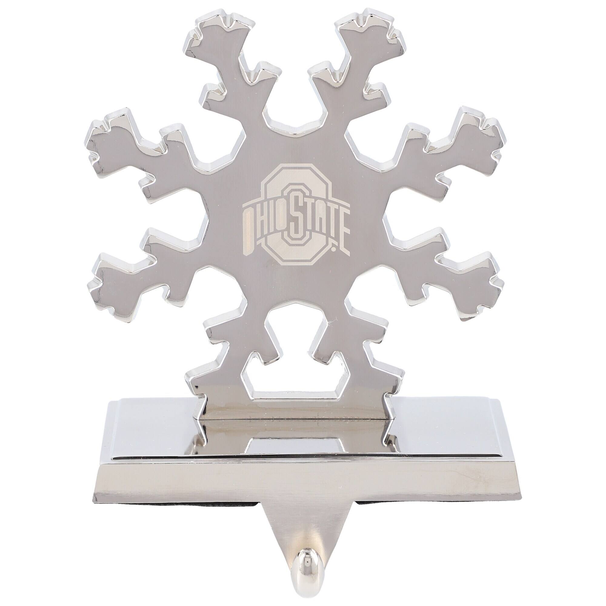 Front. The Memory Company - Ohio State Buckeyes Snowflake Stocking Holder - Multicolor.
