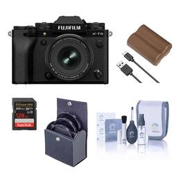Bundle - Fujifilm - X-T5 Mirrorless Camera, Black with XF 16-50mm f/2.8-4.8 R LM WR Lens, with 128GB Memory Card, NP-W235