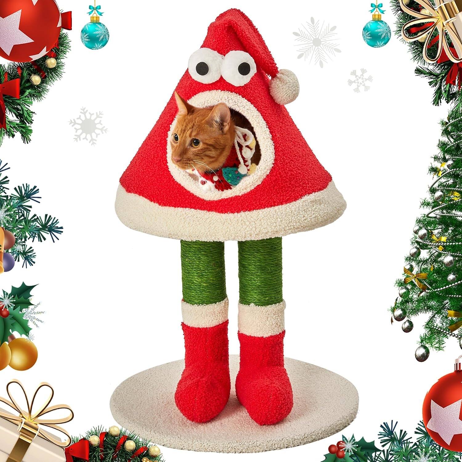 Front. KyyWee - 31.5-Inch Cat Tree Tower with Scratching Posts, Cozy Cat Bed and Multi-Level Playground.