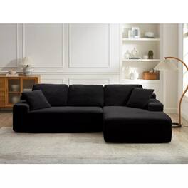 Meqiodas - 94.5" Modular Sectional Sofa, Convertible Sofa Bed, No Assembly Required Cloud Couch with Deep Seat, for Living Room - Black