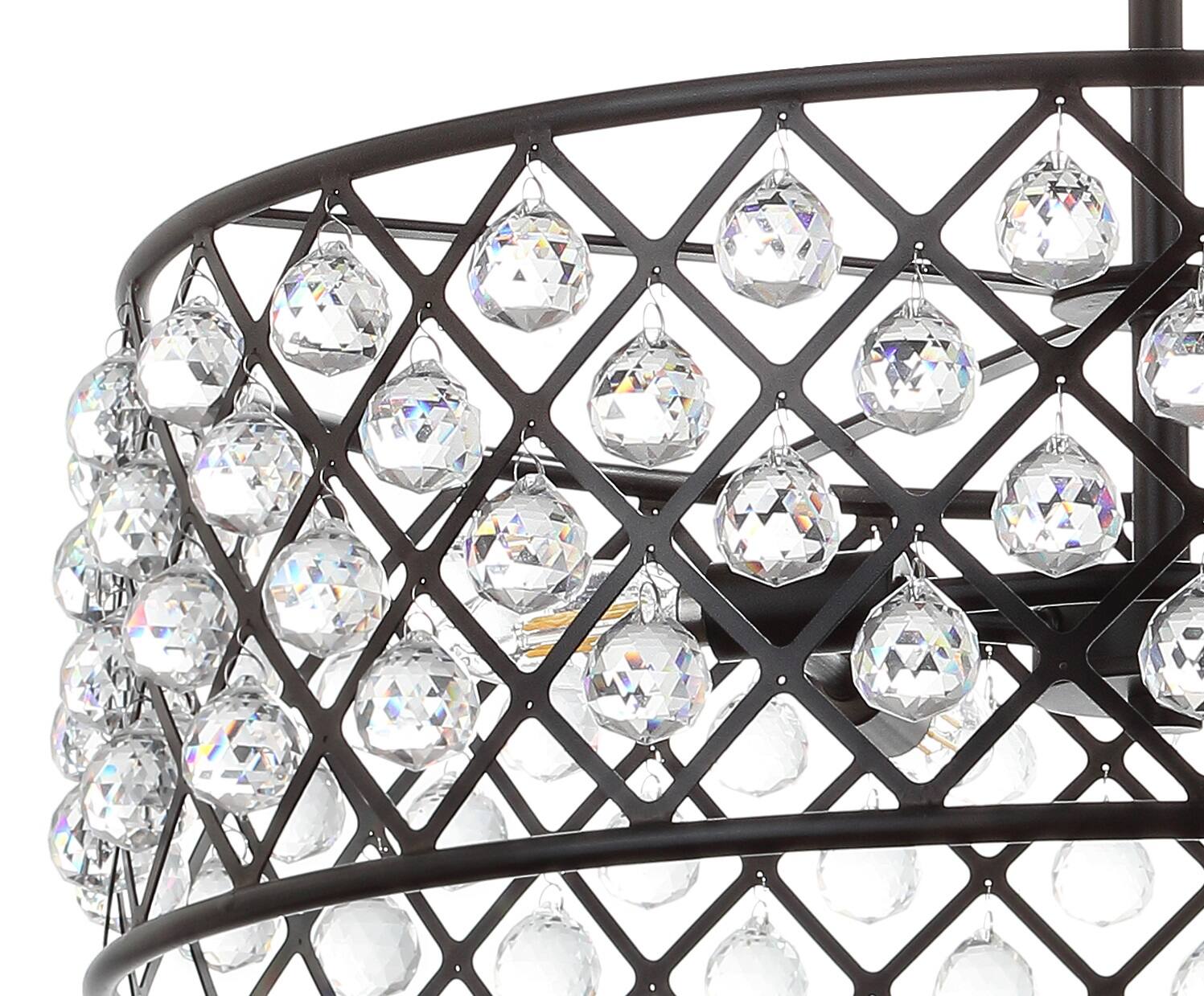 Alt View 3. Jonathan Y - Gabrielle 23" Crystal/Metal LED Pendant, Oil-Rubbed Bronze - Oil Rubbed Bronze.