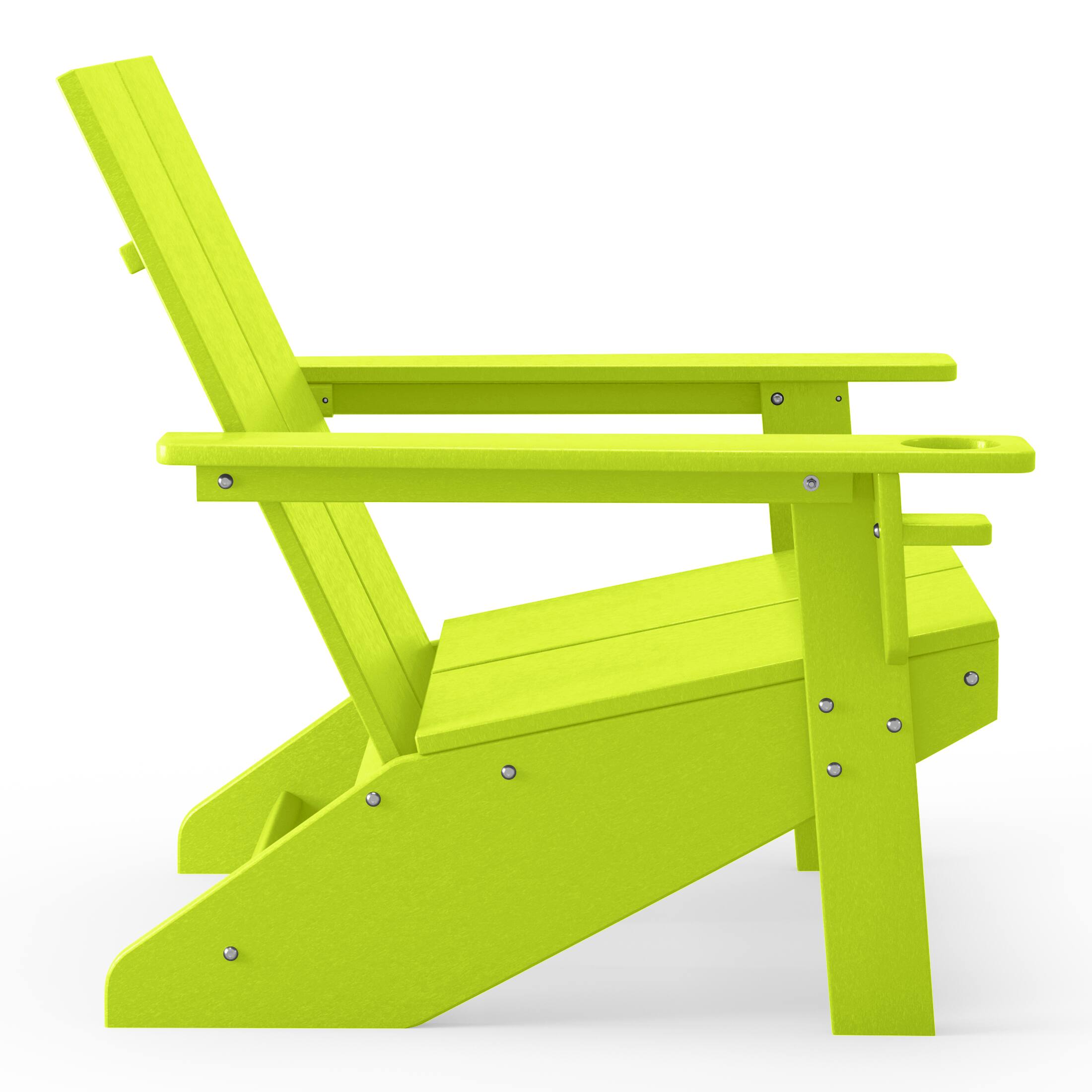 Back. WestinTrends - WestinTrends Riviera Outdoor HDPE Modern Adirondack Chair with Cup Holder (Set of 4) - Lime.