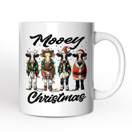 OrnamentallyYou - Mooey Christmas Mug, Cow Lover Gift - White