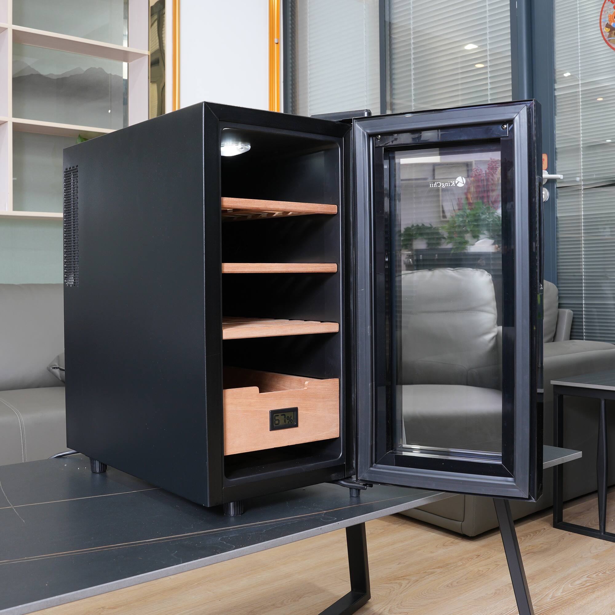 Alt View 10. KingChii - KingChii 26L Cigar Cooler Humidor, 200-Cigar Thermoelectric Cabinet with Digital Temperature Control & Hygrometer - Black.
