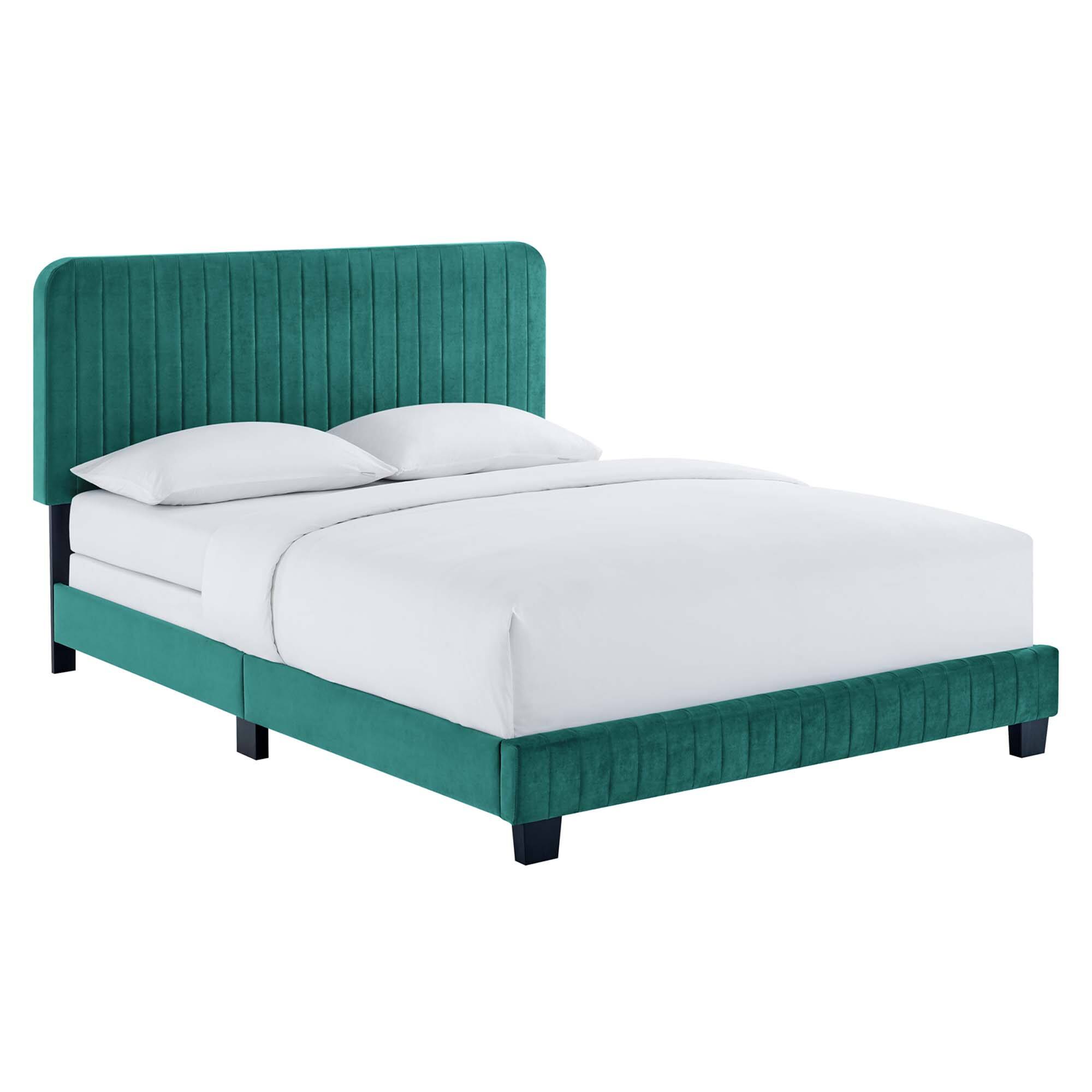 Angle. Modway - Aurora Performance Velvet Full Bed - Blue.
