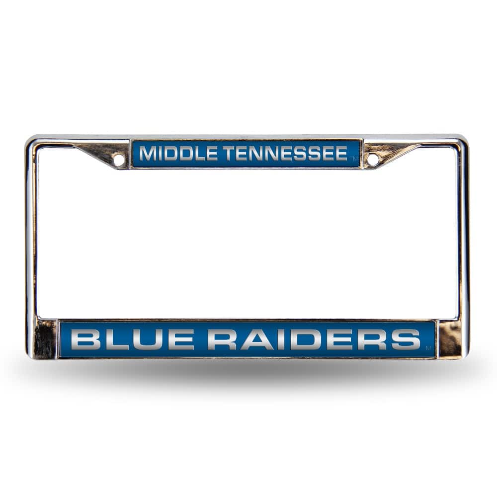 Rico Industries - Middle Tennessee Blue Raiders Chrome Metal License Plate Frame Holder - Multi
