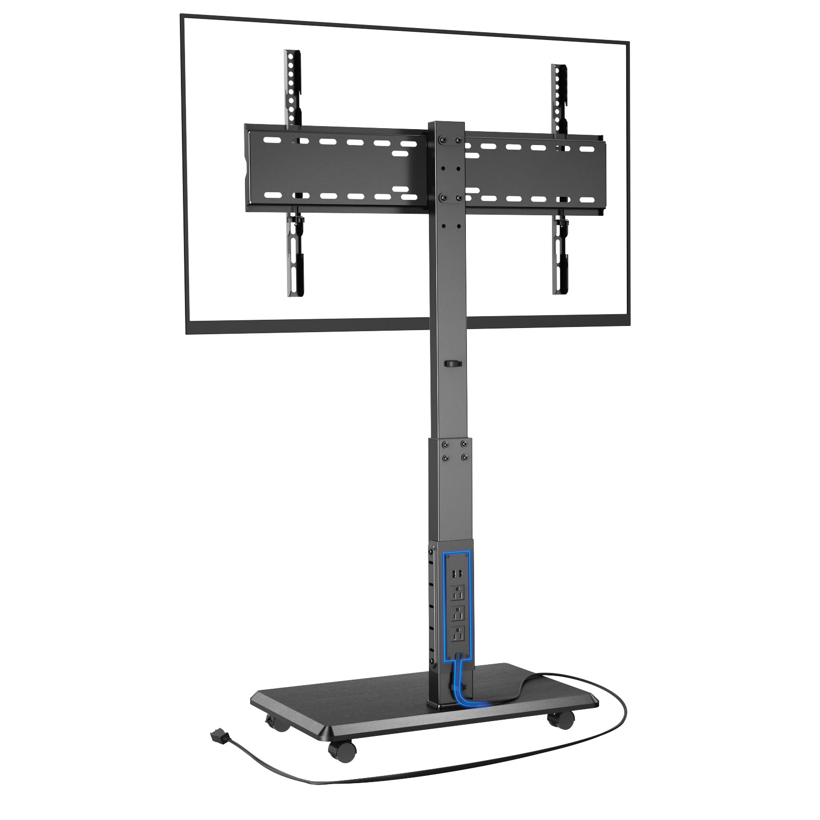 Front. Refined Abode Design - Rolling Tv Stand Portable Mobile For 32 Tvs Up To 18 Adjustable Heights Max Vesa 600x400mm Cart On Wheels W - GM-A01.