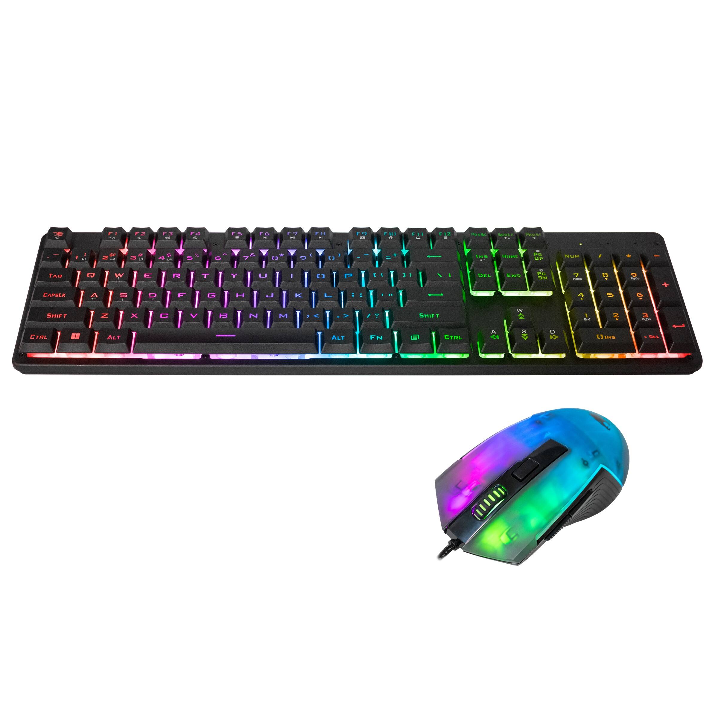 Left. iBUYPOWER - iBUYPOWER - Chimera KM7 Full-Size Wired Membrane RGB Keyboard and Optical Mouse Bundle - Black.
