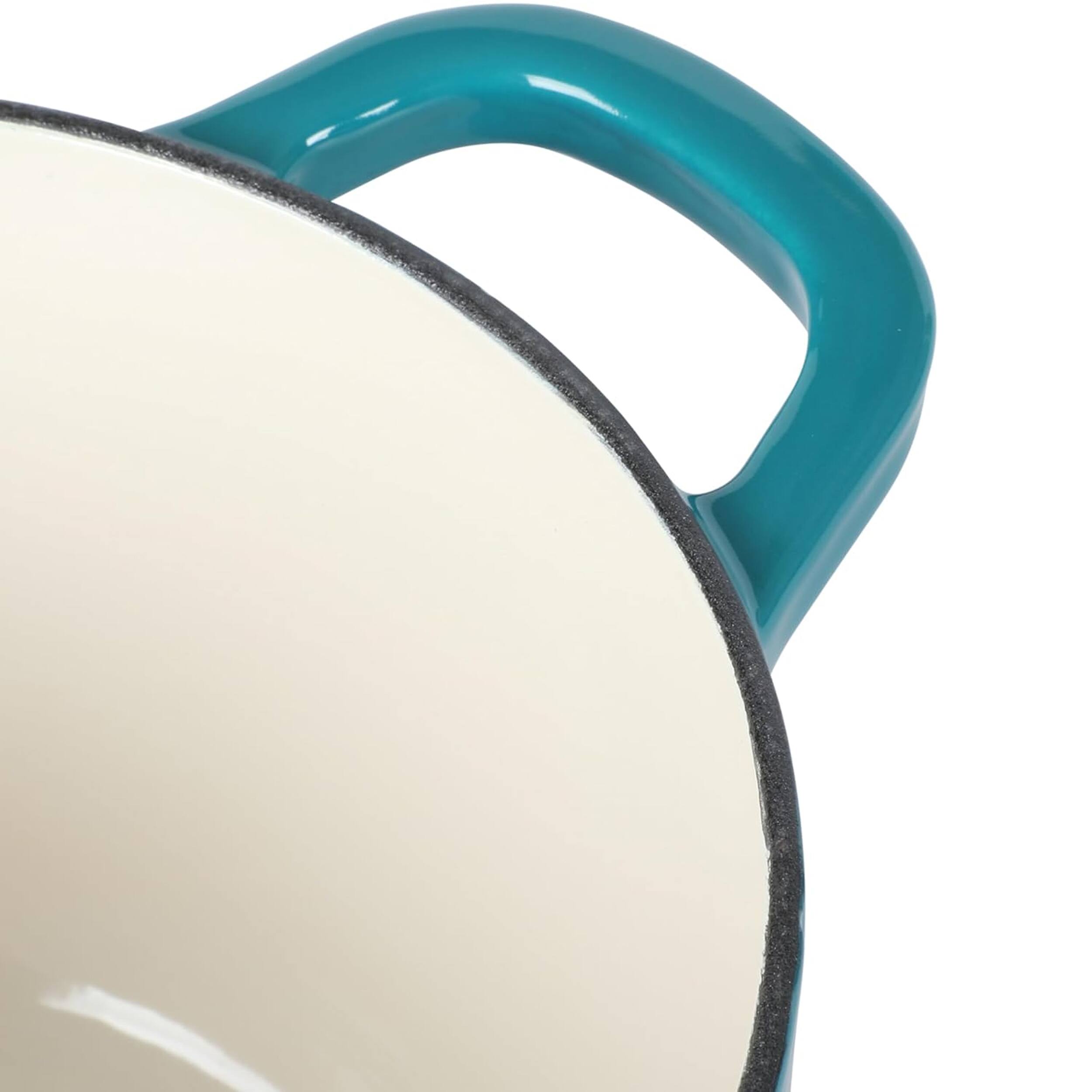 Alt View 2. Crock-Pot - Crock-Pot Artisan 3 Quart Enameled Cast Iron Saucepan with Lid in Teal and Silver - Teal and Silver.