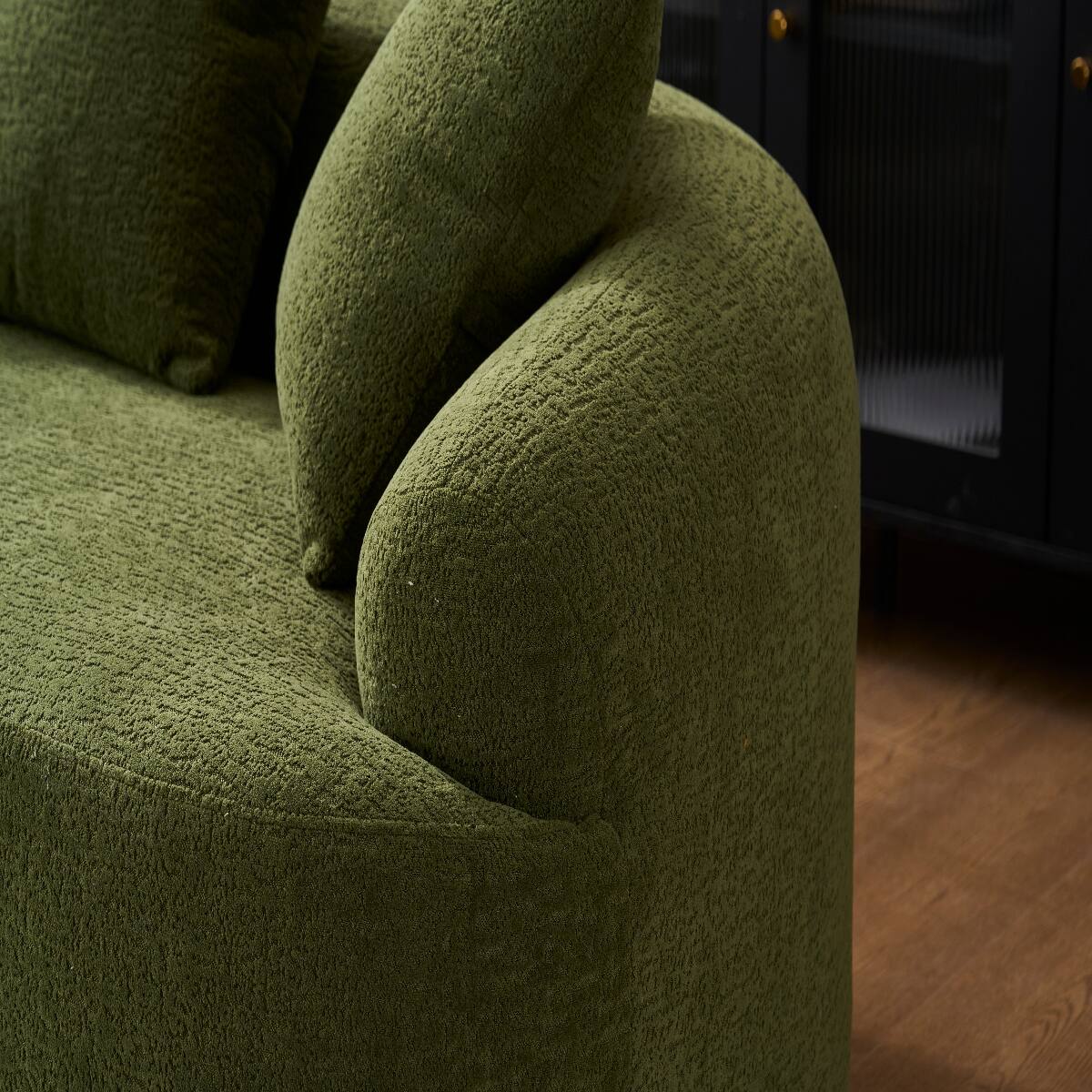 Alt View 7. Ropilly - Ropilly Curved Loveseat Sofa in Green Chenille, No Assembly Small Space Apartment Sofa with Pillows - Antique Green.