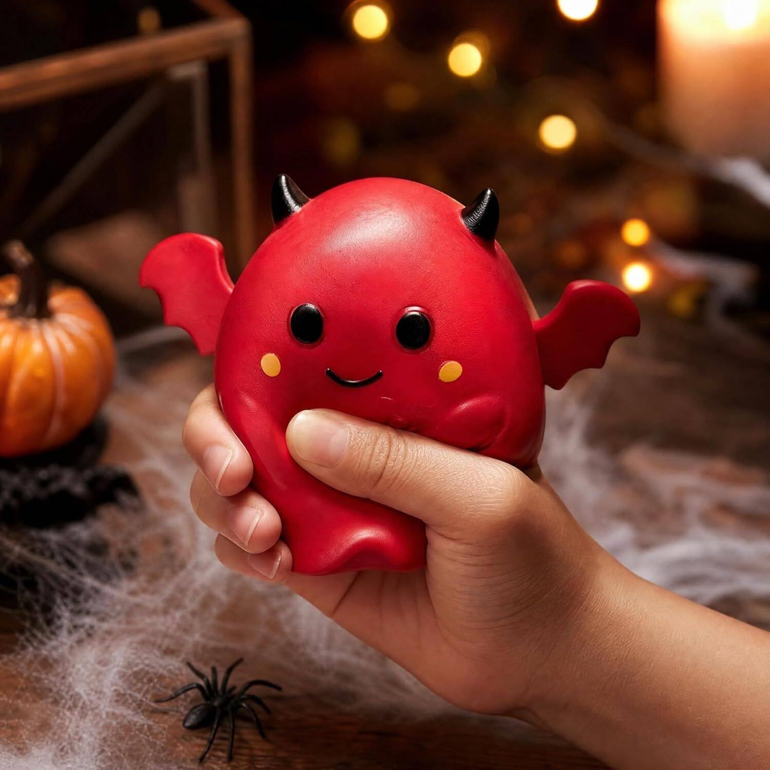 Left. Link - Link Jumbo Angel Devil Squishy Toys, Cute Slow Rising Halloween Figure Squeeze Toys, Stress Relief Fidget Toy - Red.