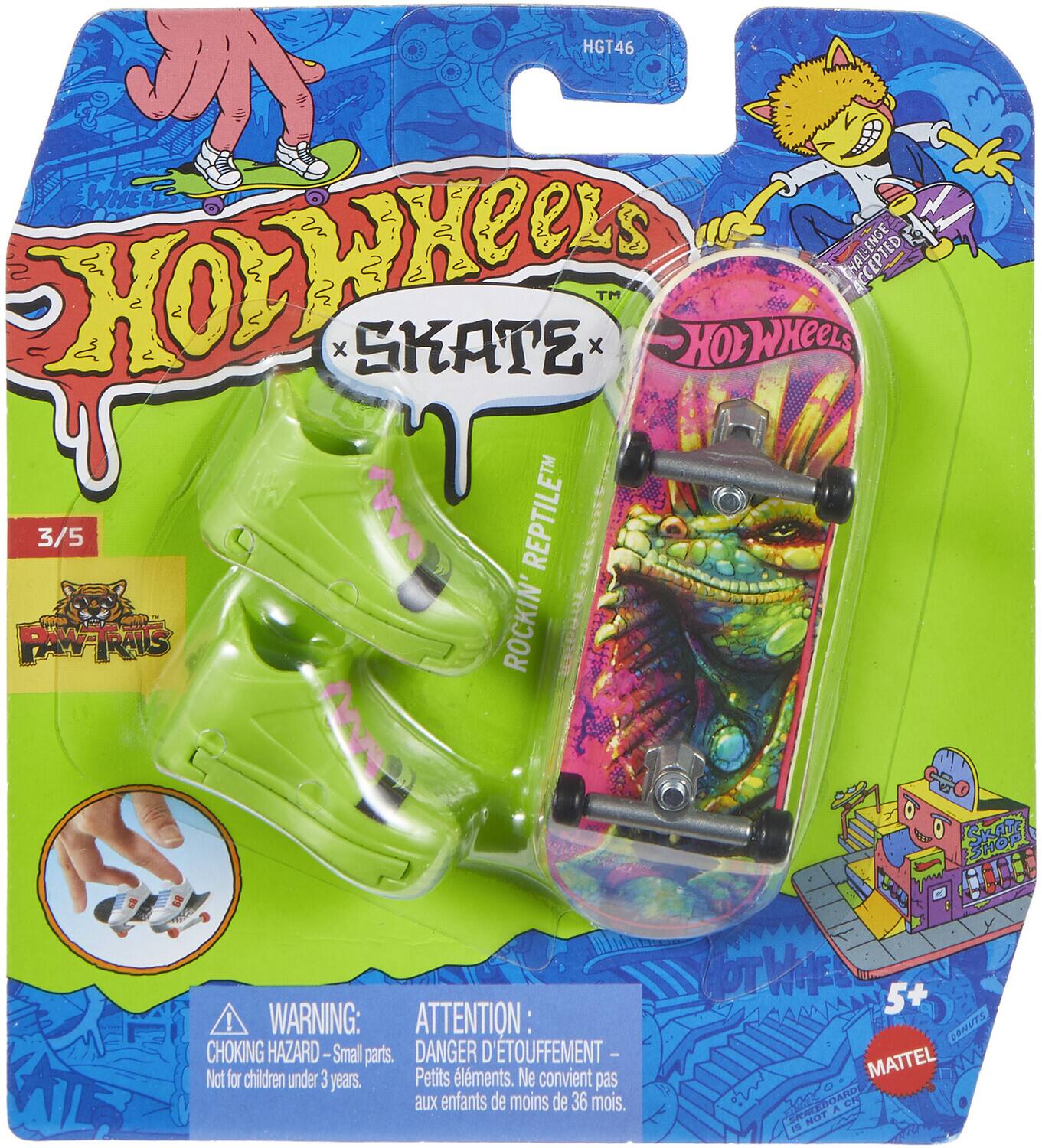 HGT46  
Hot Wheels x Skate x Reptile Rockin' Skate Shop!  
3/5  
WARNING: CHOKING HAZARD - Small parts. Not for children under 3 years.  
ATTENTION: DANGER D'ÉTOUFFEMENT - Petits éléments. Ne convient pas aux enfants de moins de 36 mois.  
5+  
MATTEL  
PAW PATROL