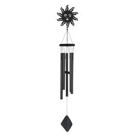 FC Design - 41" Long Black Sun Wood/Metal Silhouette Wind Chime Outdoor Patio or Garden Hanging Decoration - Multi-Color