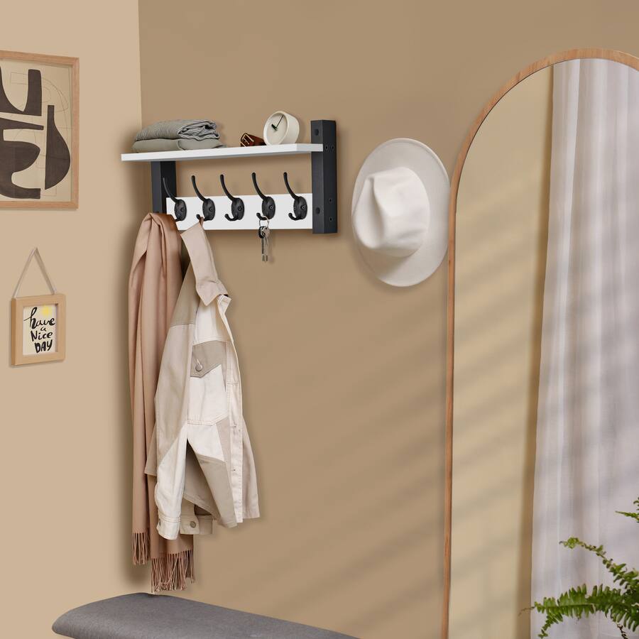 Sorbus Coat Hooks Wall Mount with Shelf, 16 Inch Coat Rack Wall Mount ...