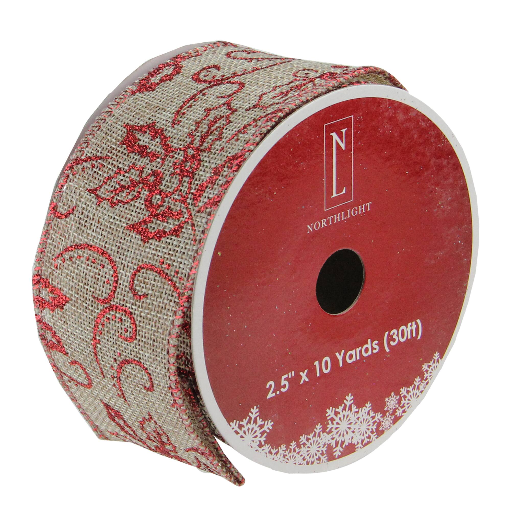 Northlight and Beige Christmas Wired Craft Ribbon 2.5