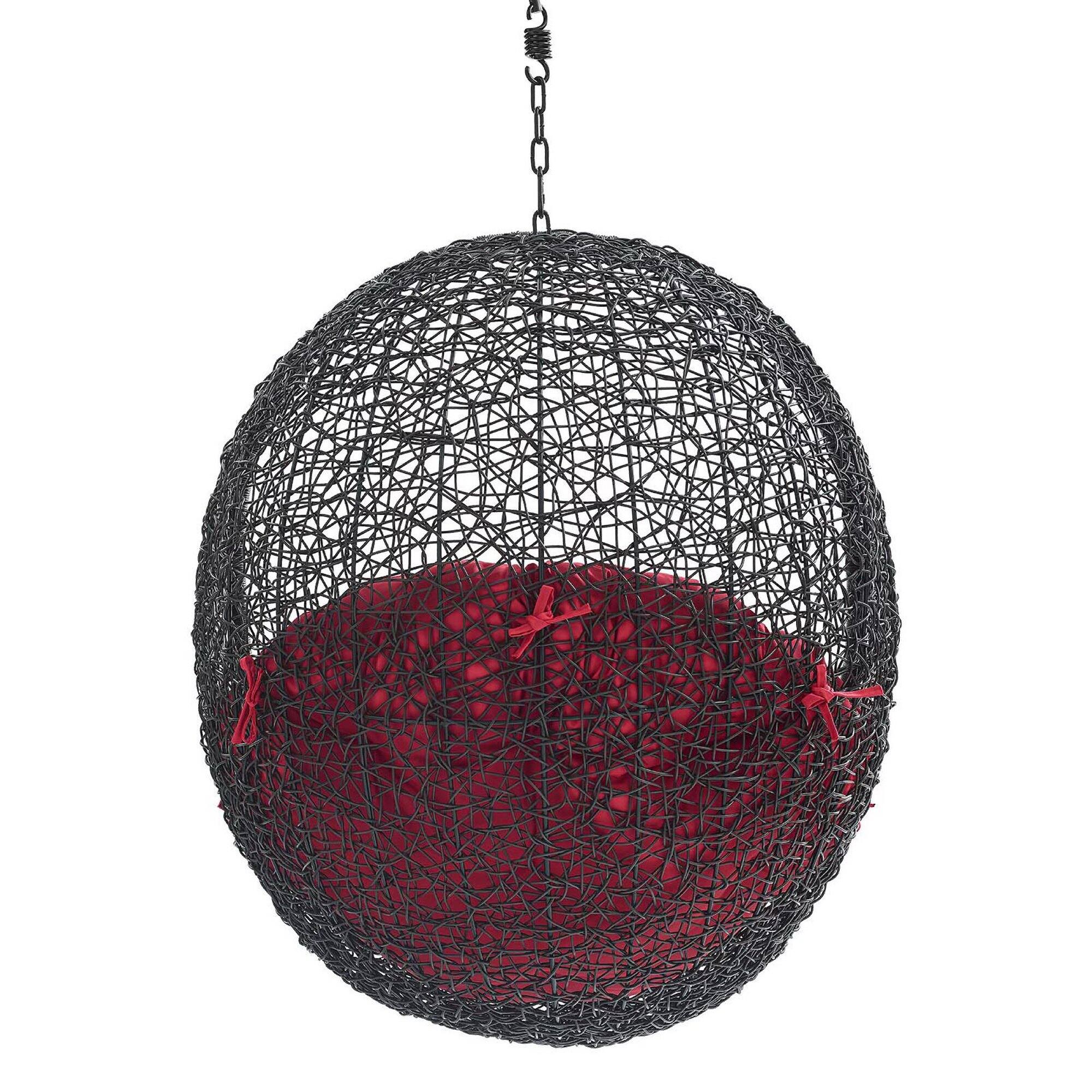 Back. Modway - Encase Swing Outdoor Patio Lounge Chair Without Stand by Modway - Black Red.