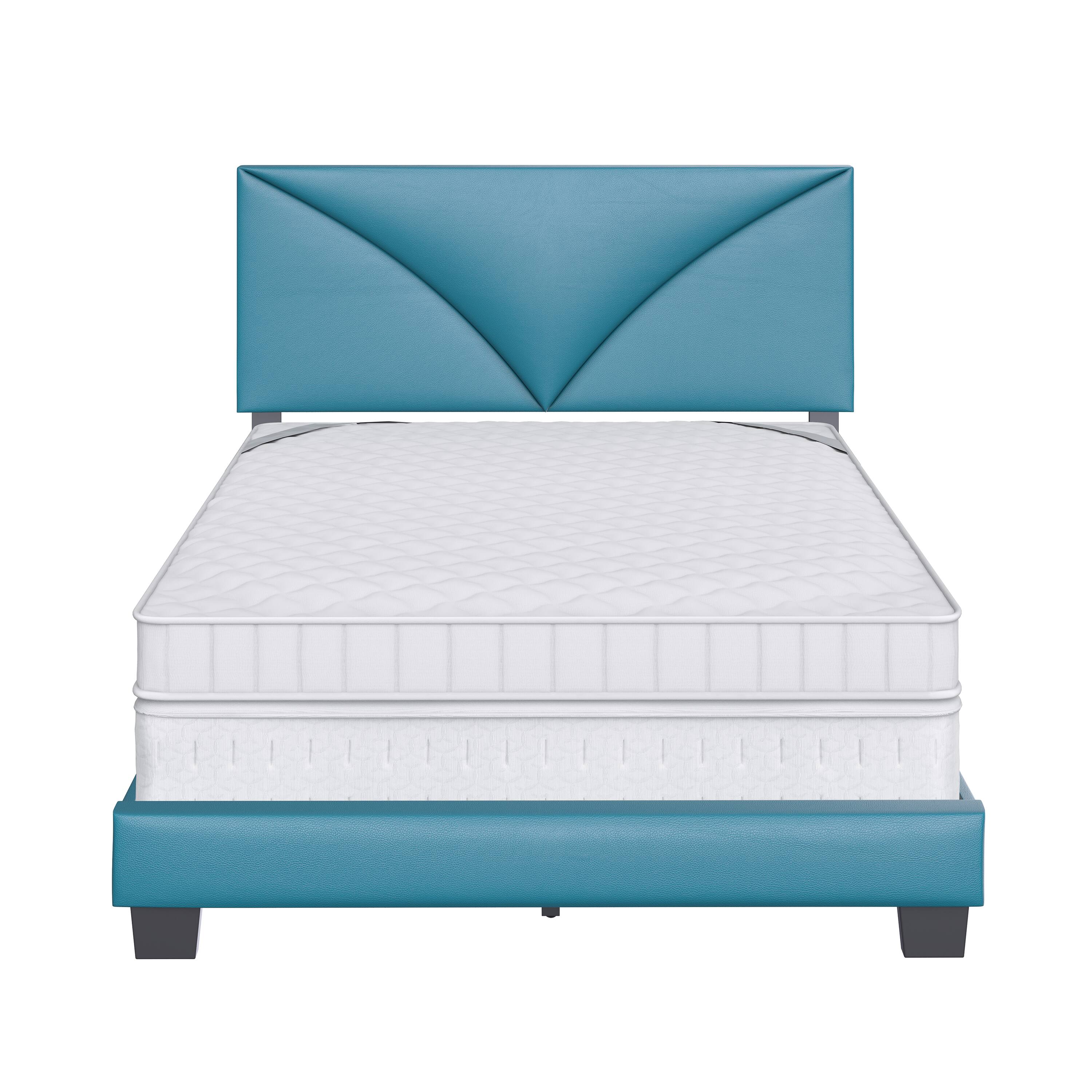 Alt View 3. Boyd Sleep - Cornerstone Upholstered Platform Bed Frame, 4 Slat Wood Support System, Box Spring Required, Full - Teal.