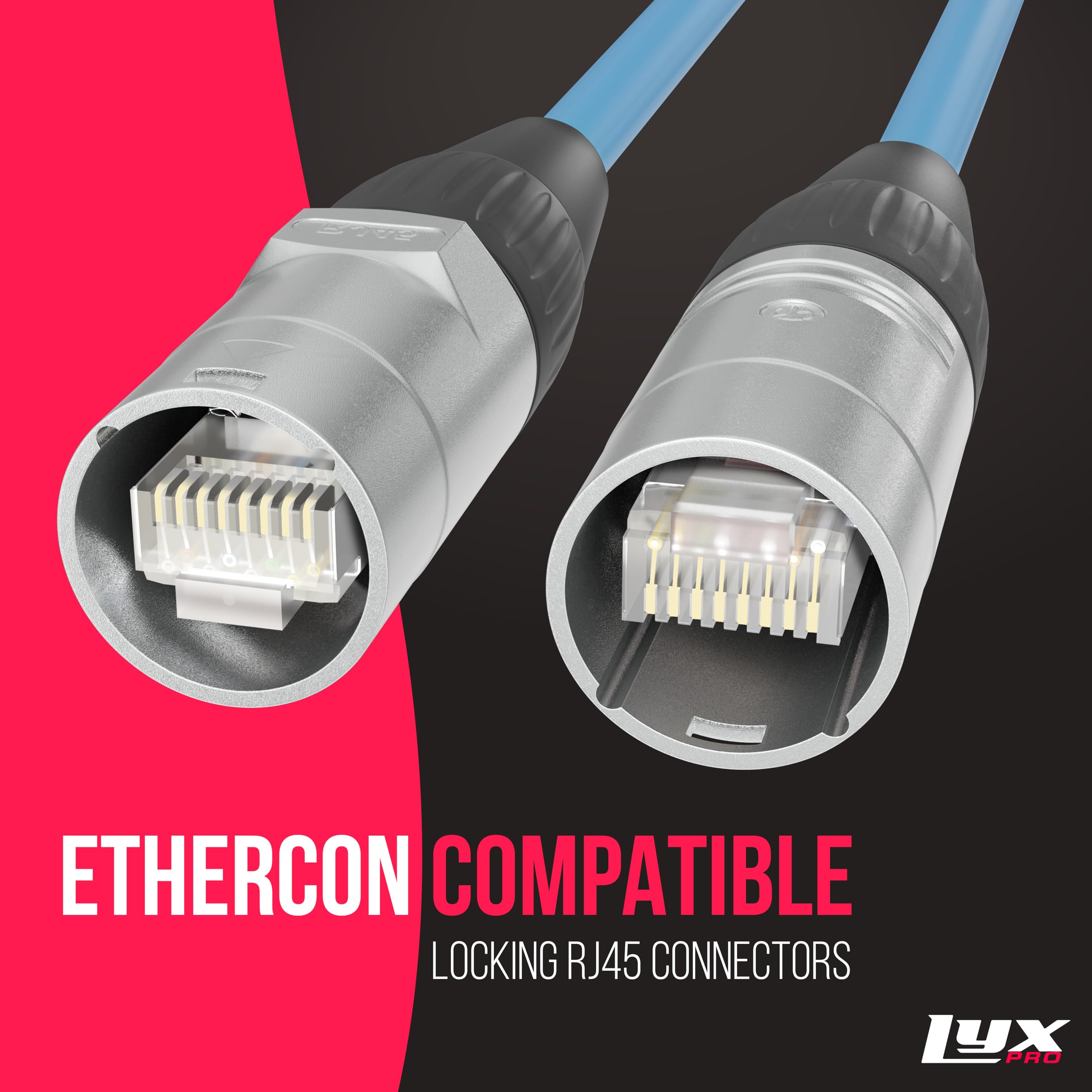 Lyxpro Shielded Cat6 Cable, RJ45 Ethercon Cable Male to Male, 200