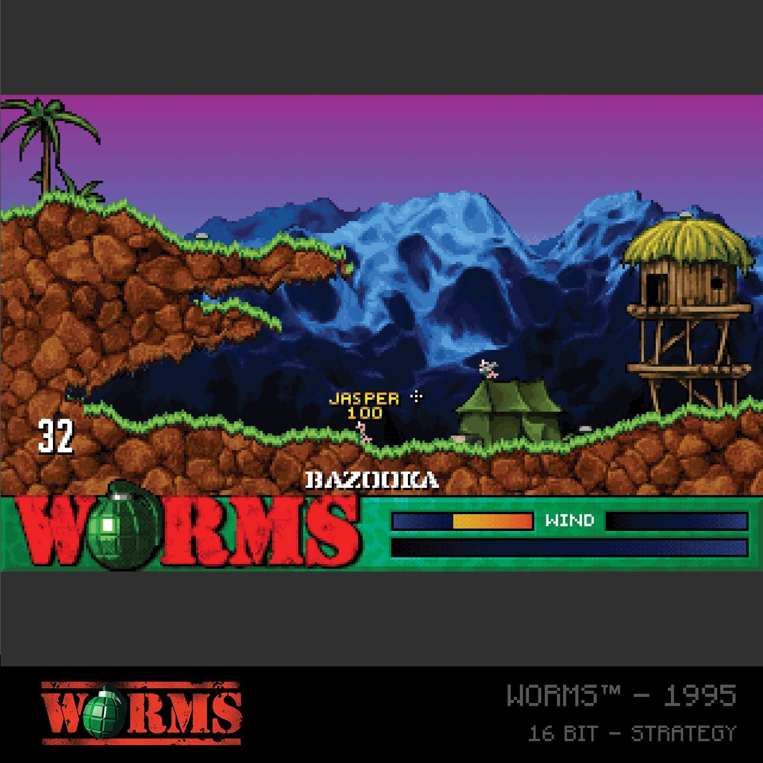 Worms  
JASPER 100  
BAZOOKA  
WIND  
WORMS™ - 1995  
16 BIT - STRATEGY