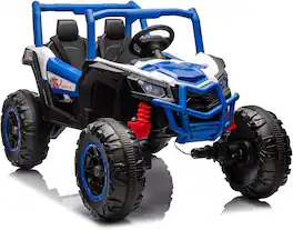 GARVEE - 24V 4WD Ride-On UTV Truck for Kids, 4×35W Motors, 2WD/4WD Switch, Remote Control, LED Lights, Suspension, Seatbelt - Blue
