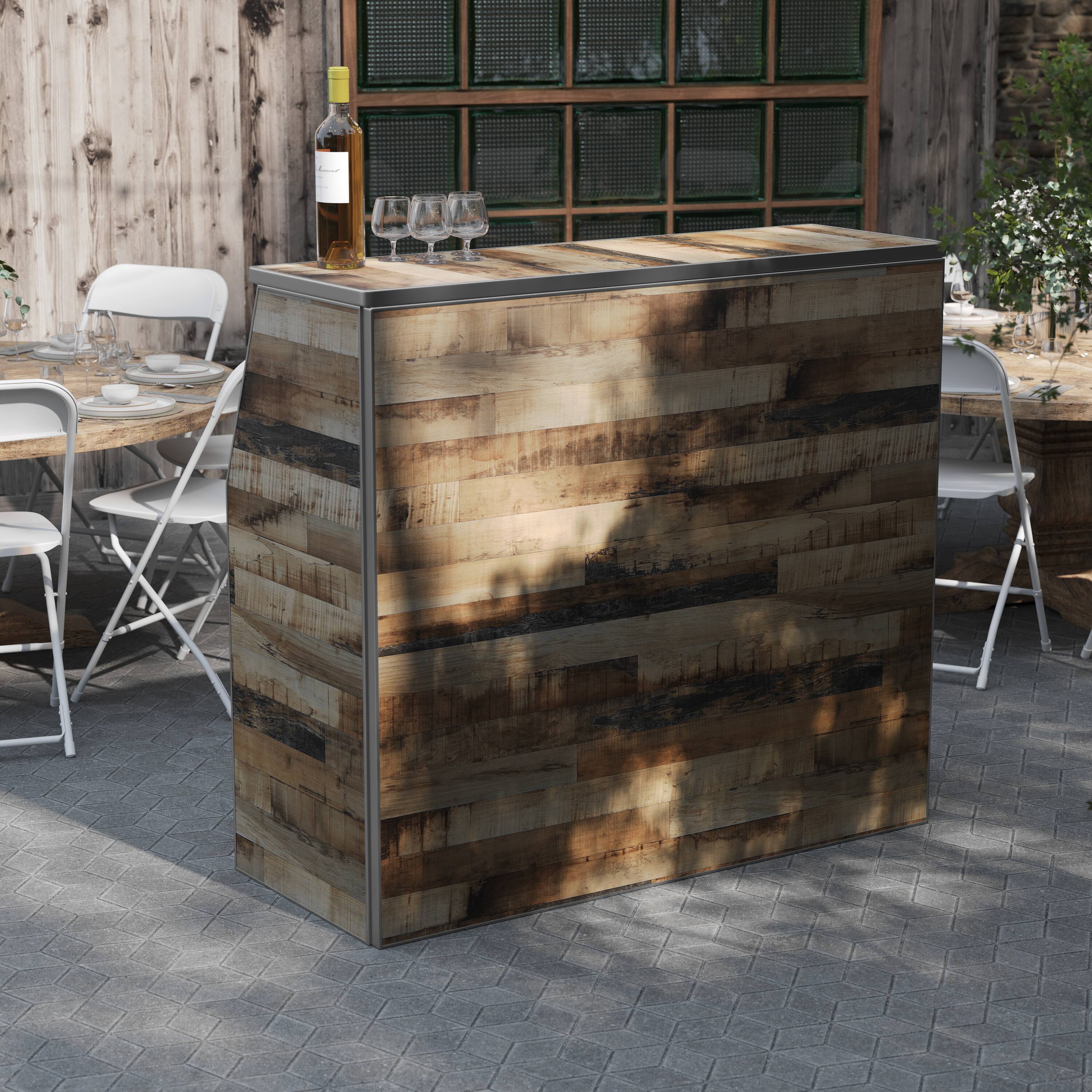 Alt View 1. Flash Furniture - Amara 4' Rustic Natural Wood Plank Laminate Foldable Bar - Portable Event Bar - Natural.