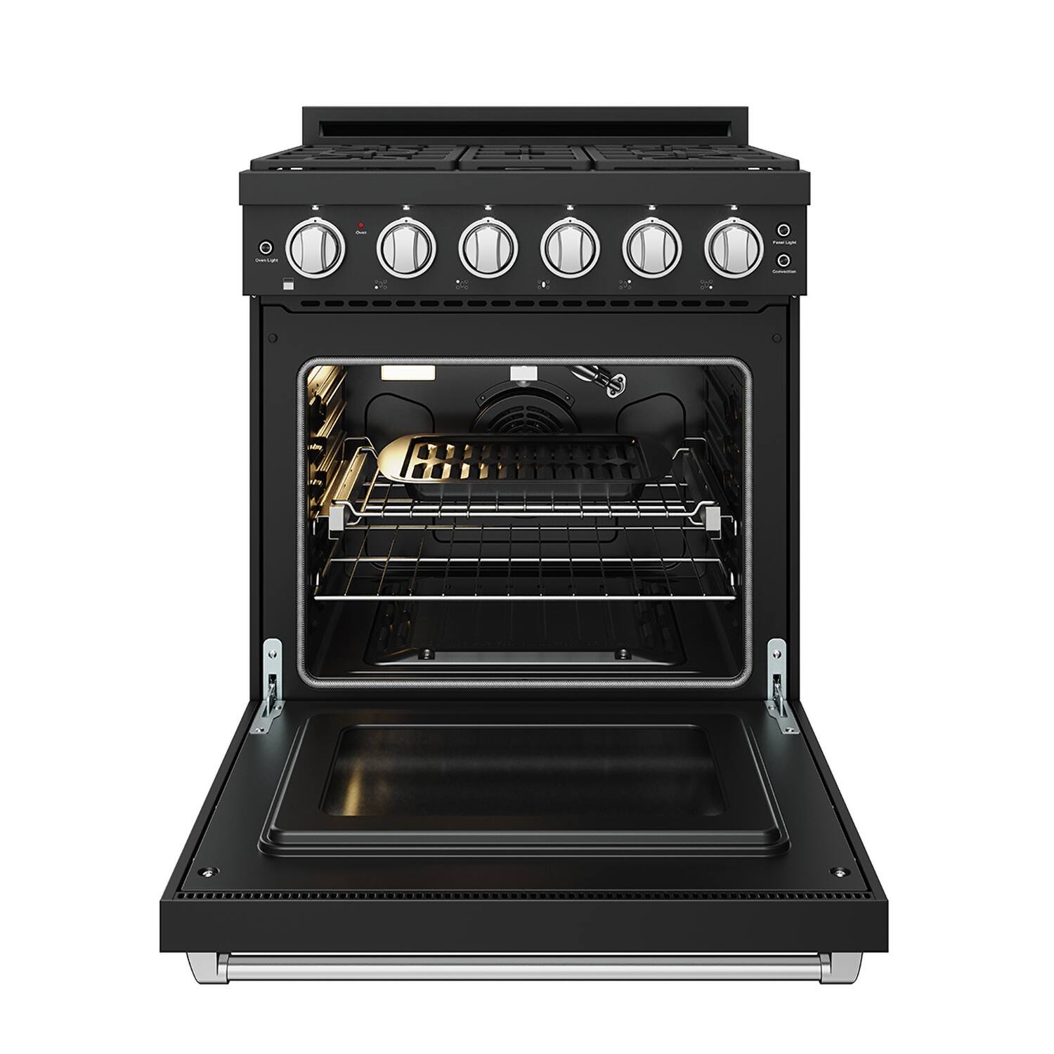 Alt View 5. Thor Kitchen - Gordon Ramsay Series by Thor Kitchen 4.55 Cu. Ft Freestanding Liquid Propane Gas Range with Stainless Steel Hardware - Black.