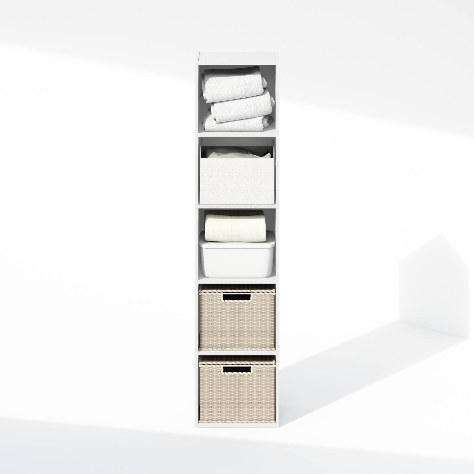 Alt View 4. Furinno - Reed 5-Tier Open Shelf Multipurpose Closet & Clothing Storage, Storage Organizer - White.