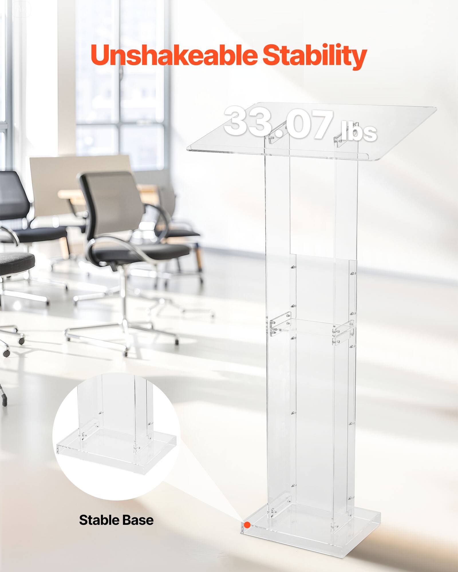 Unshakeable Stability  
33.07 lbs  
Stable Base