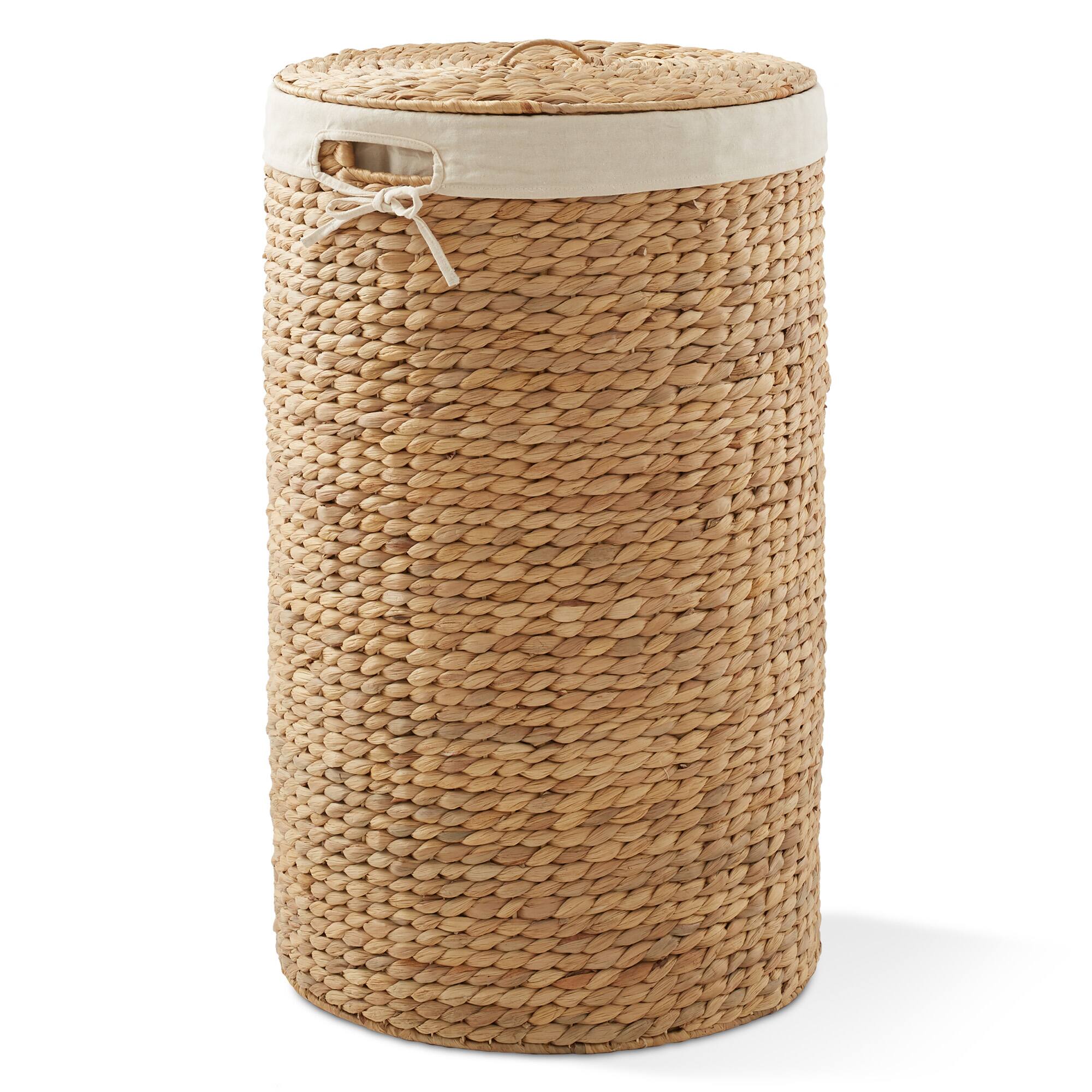 Alt View 2. Casafield - Round Laundry Hamper Basket with Lid and Liner for Clothes - Natural.
