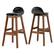 Front. Costway - Set of 2 Upholstered PU Leather Barstools 27.5" Wooden Dining Chairs - Black + Brown.