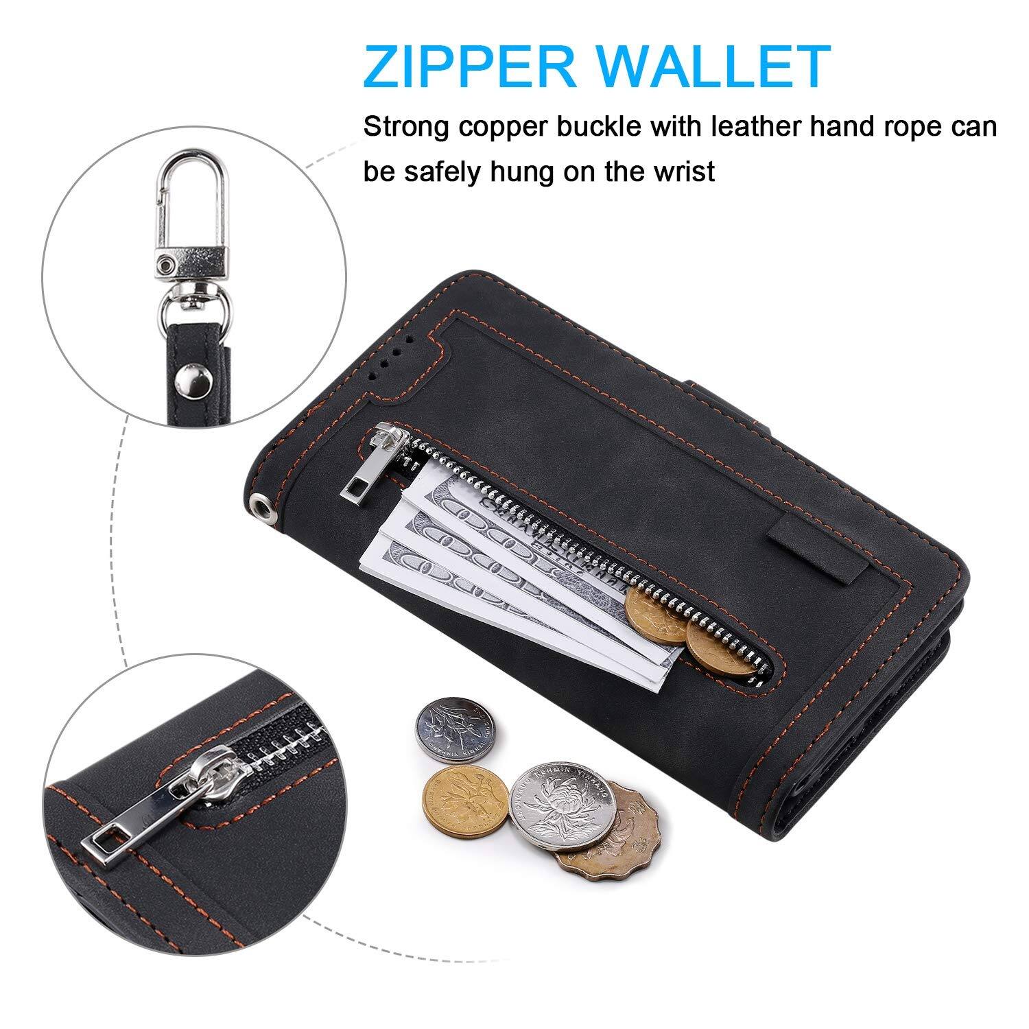 ZIPPER WALLET

Strong copper buckle with leather hand rope can be safely hung on the wrist