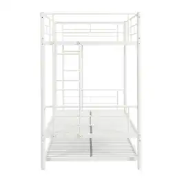 Boyel Living - Metal Bunk Bed with Trundle, Twin Over Twin, No Box Spring Needed, Easy Assembly - White