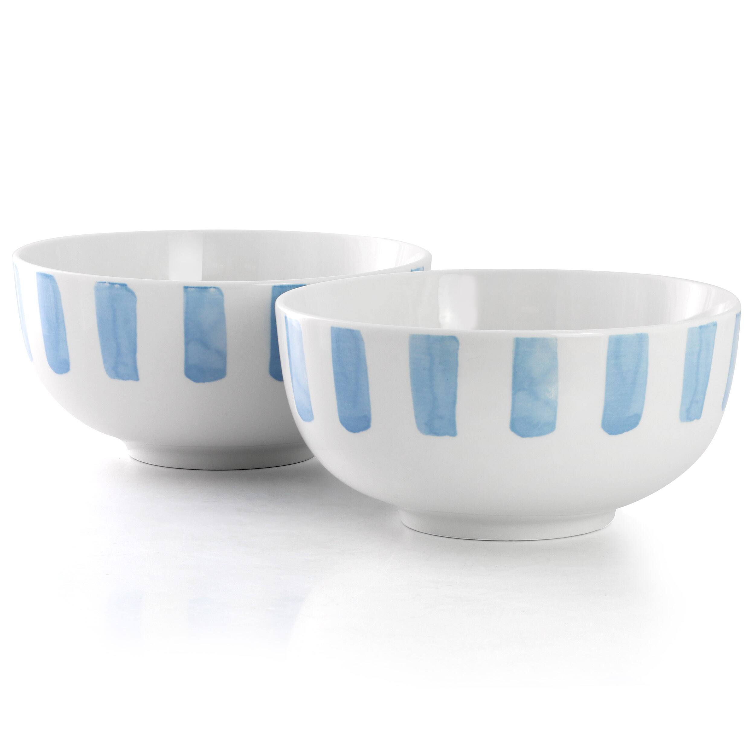 Angle. Gibson - Gibson Home Pacific Waves 2 Piece Fine Ceramic Cereal Bowl Set in Blue - Blue.