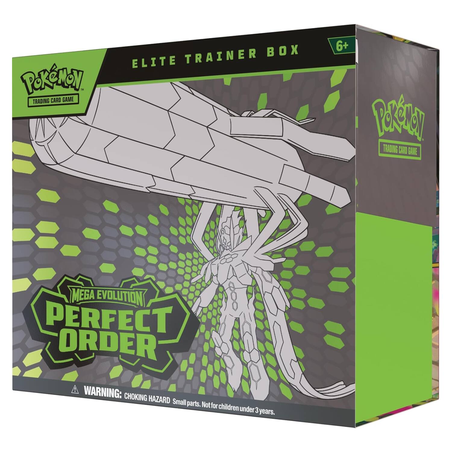 Pokémon Trading Card Game Elite Trainer Box 6+ Mega Evolution Perfect Order  
Warning: Choking Hazard. Small parts. Not for children under 3 years.