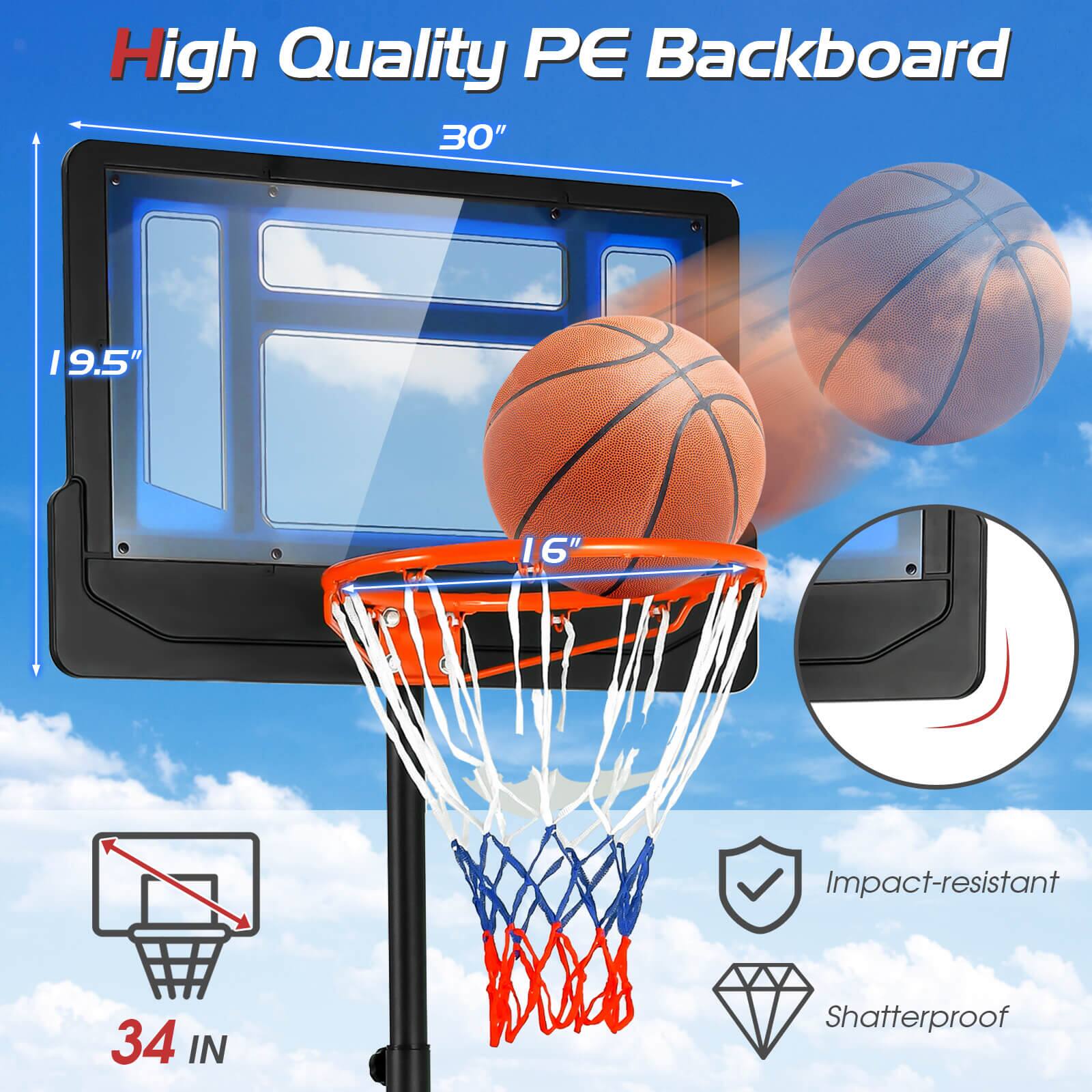 High Quality PE Backboard  
30" x 19.5" x 6"  
Impact-resistant  
34 IN  
Shatterproof