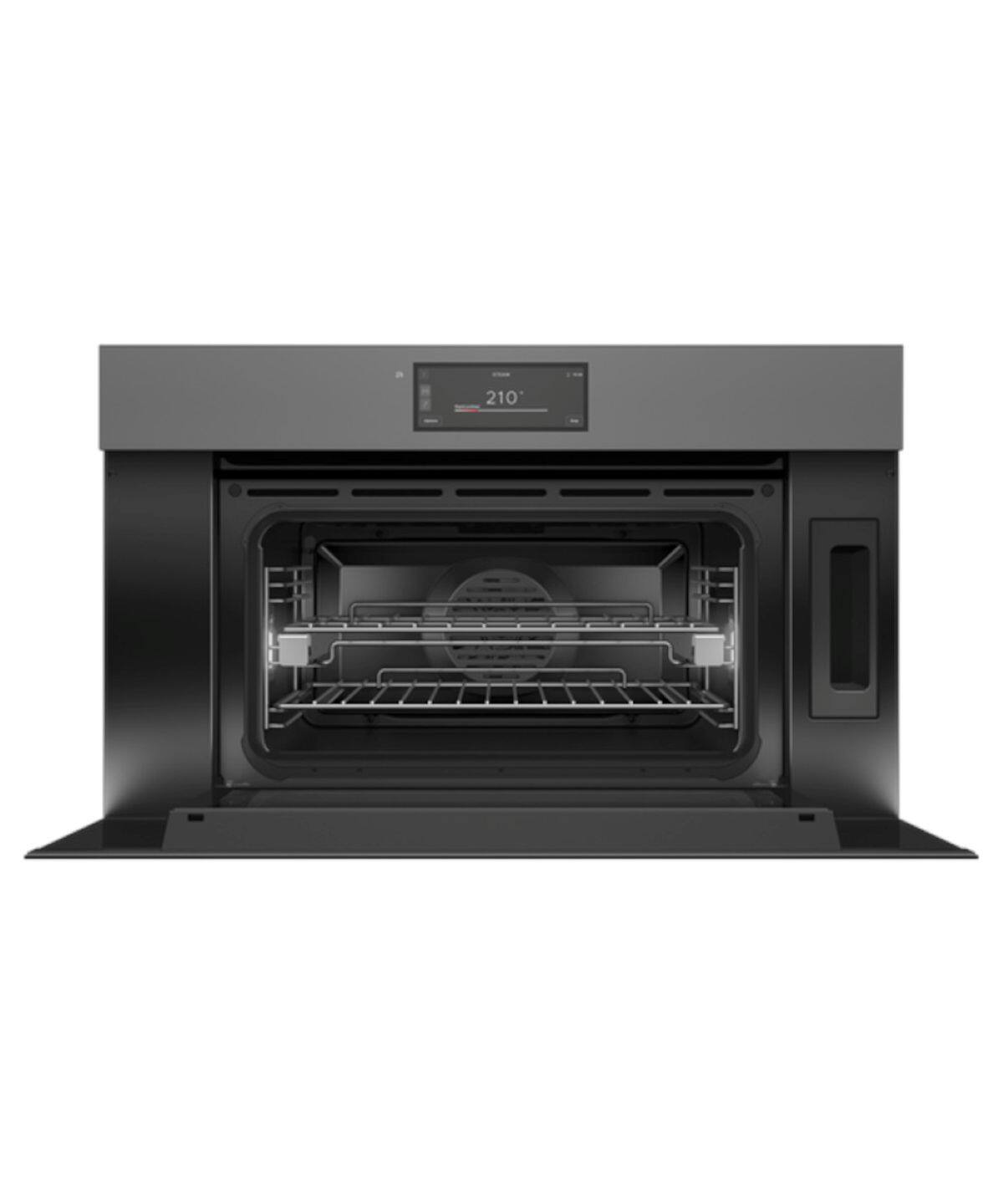Alt View 11. Fisher & Paykel - 30" 1.9 Cu. Ft. Single Combination Steam Oven, , 6.8" Touchscreen, Handleless - Compact - Minimal Grey - Gray.