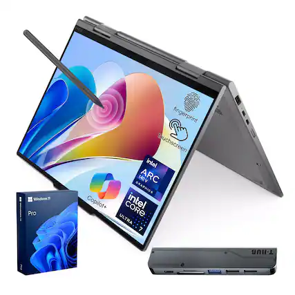 S I WwdOis - Windows 11 Pro fingerprint touchscreen intel 140 ARC V GRAPHICS Copilot+ CORE intel ULTRA 7 T-HUB LOBORA