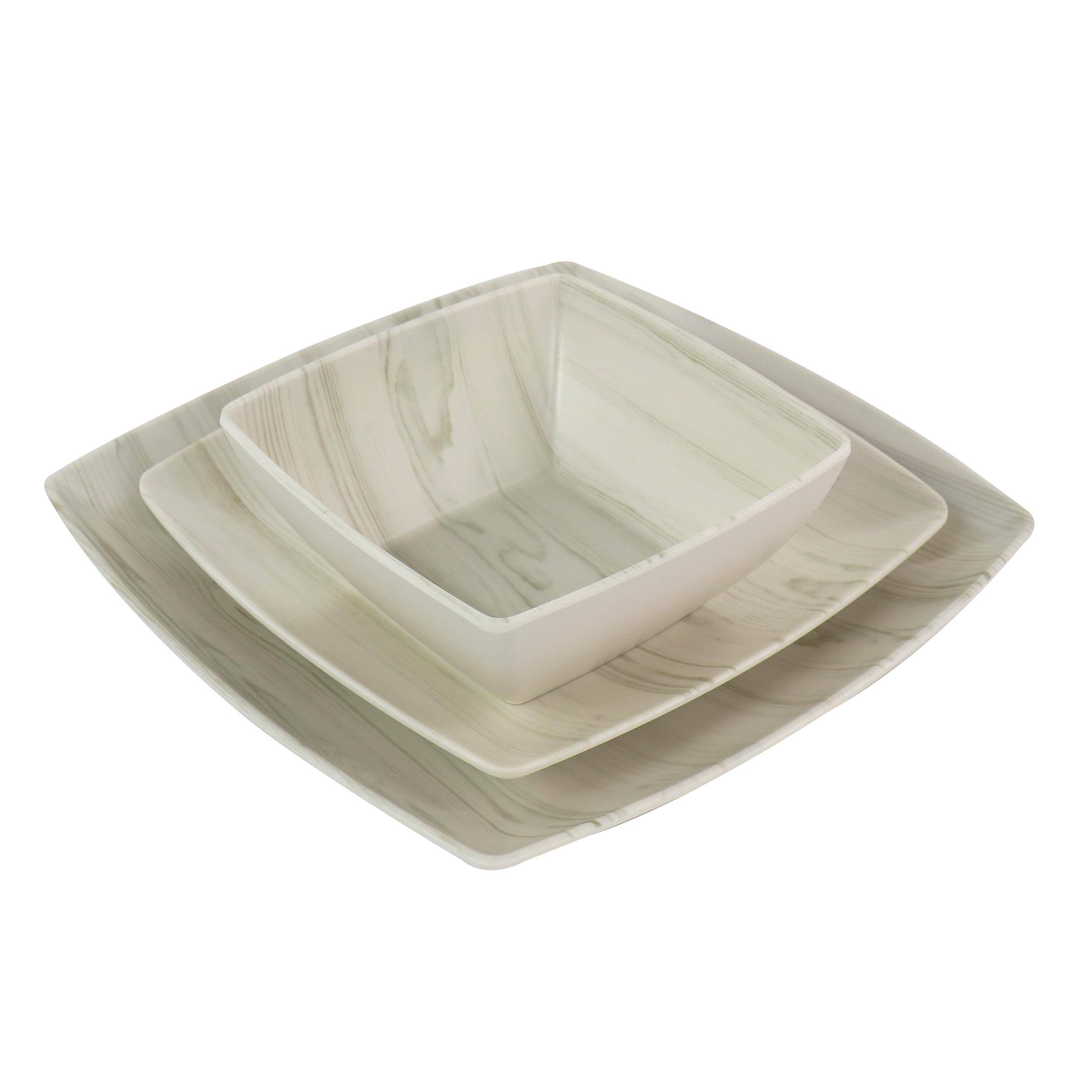 Alt View 5. Gibson - Gibson Home Woodgrain 12 Piece Melamine Dinnerware Set - White.