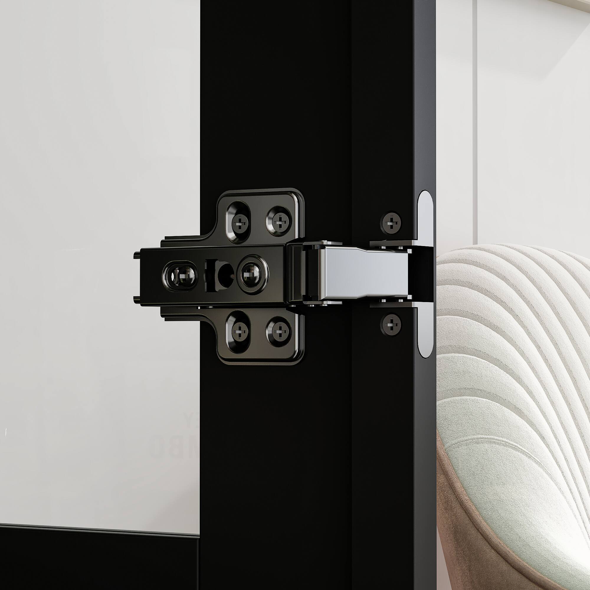 Alt View 9. Famapy - Multi-Functional Glass Display Cabinet with LED Lighting, Adjustable Shelves, Drawers & Versatile Storage - Black.