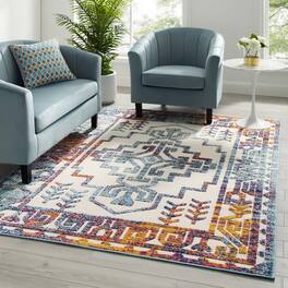 Modway - Reflect Nyssa Distressed Geometric Southwestern Aztec Indoor/Outdoor Area Rug - Multicolored