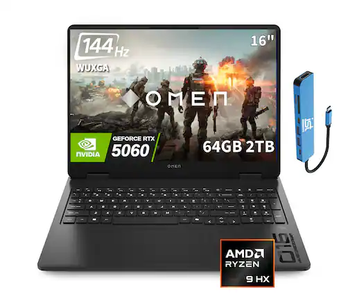 144 Hz
WUXGA
16"
GEFORCE RTX 5060
64GB 2TB
NVIDIA
OMEN
AMD RYZEN 9 HX