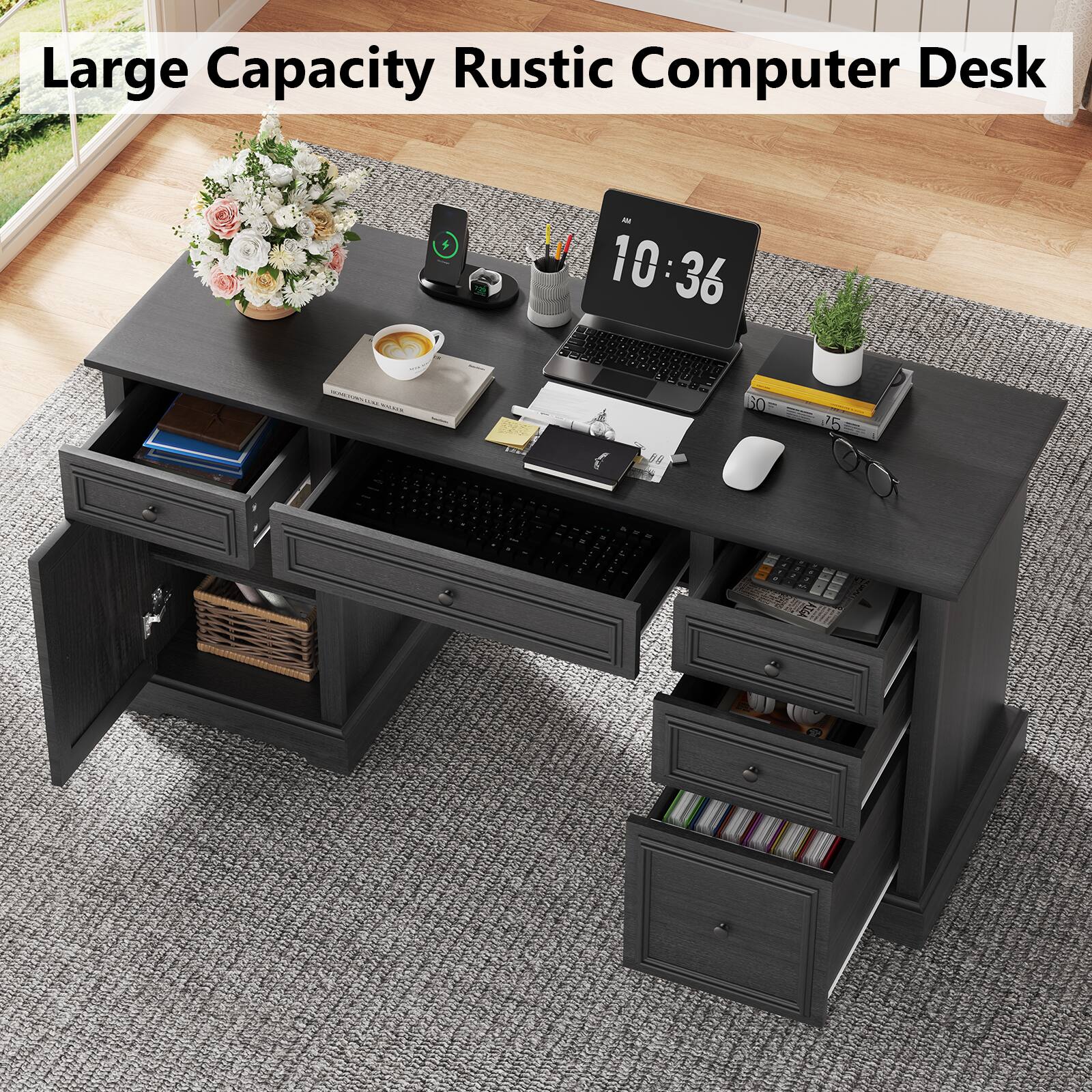 Large Capacity Rustic Computer Desk

H 10:36 60-07-15-15-75 60 15 31