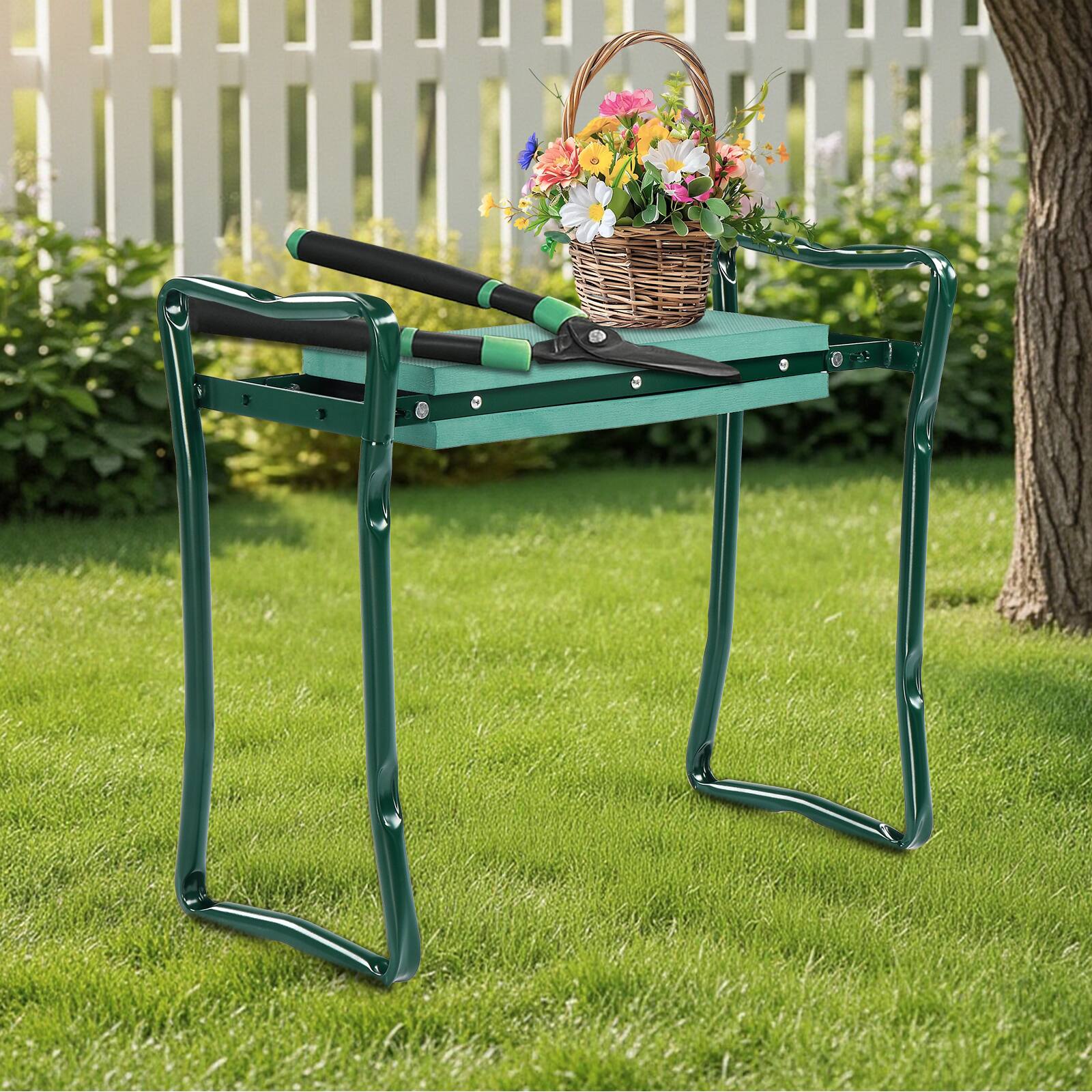Left. Winado - Garden Kneeler and Seat Stool Heavy Duty Garden Folding Bench Folding Garden Bench to Relieve Kneel - Green.