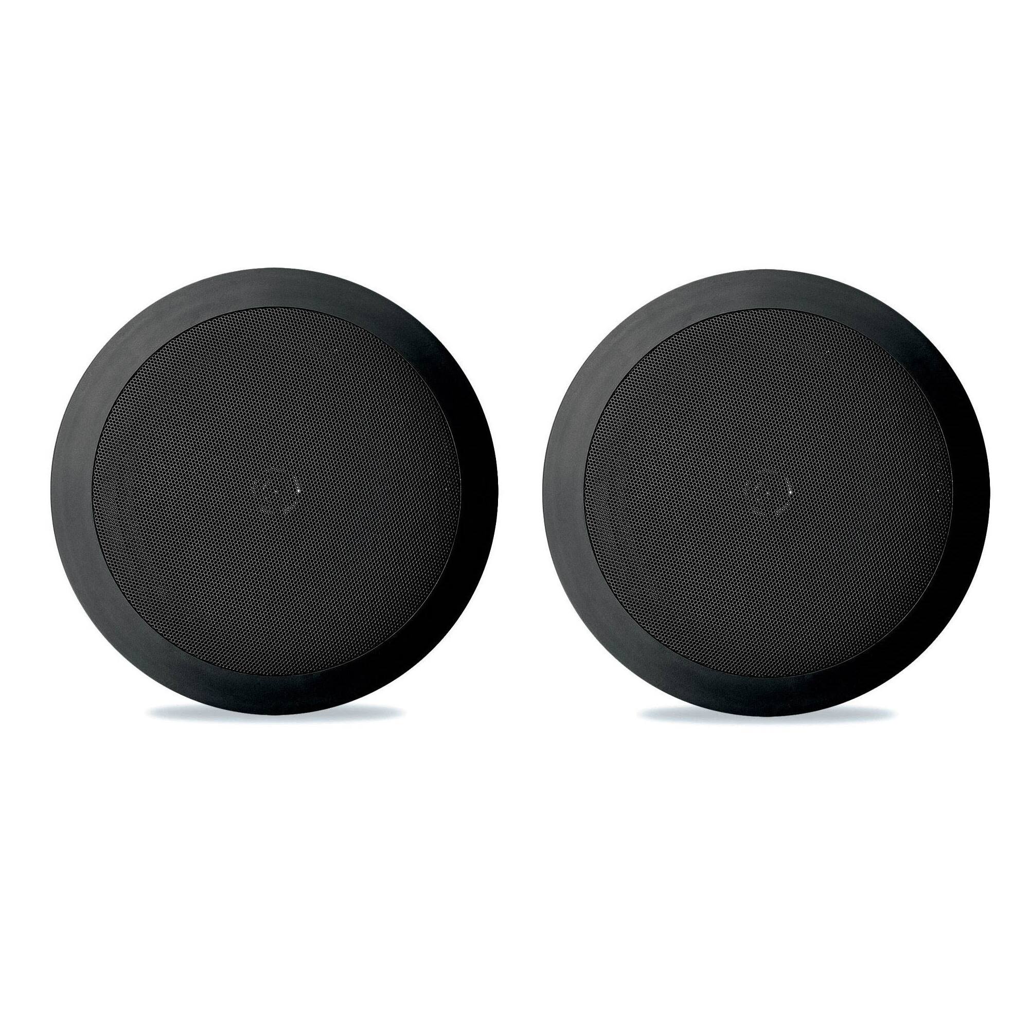 Front. Pyle - Pyle PDIC81RDBK 250W 8 Inch Flush In-Wall In-Ceiling Black Speakers (6 Pairs) - Black.