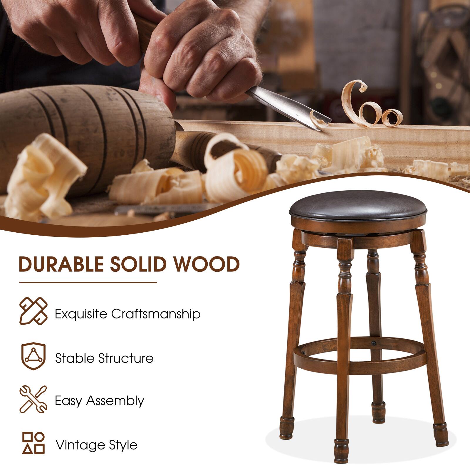 DURABLE SOLID WOOD
Exquisite Craftsmanship
Stable Structure
Easy Assembly
Vintage Style