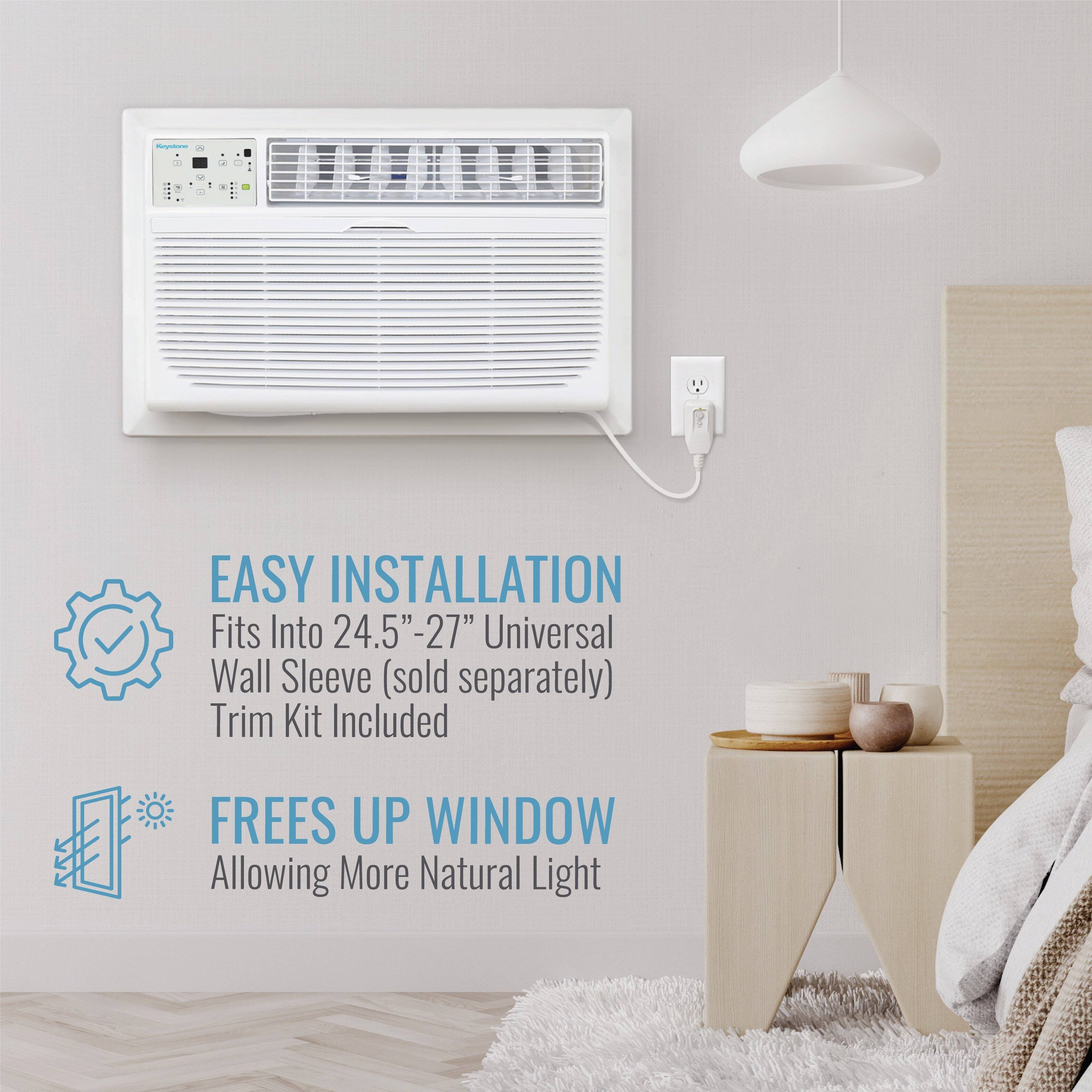 - EASY INSTALLATION
  Fits Into 24.5"-27" Universal Wall Sleeve (sold separately)
  Trim Kit Included

- FREES UP WINDOW
  Allowing More Natural Light