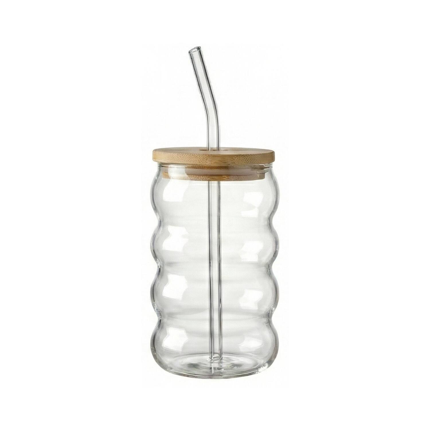 Angle. Jay Import - Lily Set of 4 Glass Sippers 18oz - Clear.